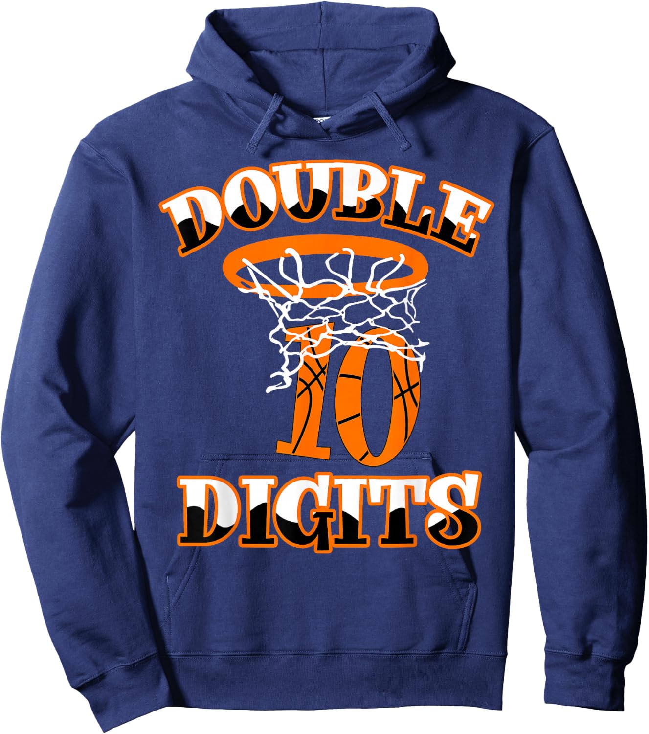 Double Digits Birthday Decorations Boy 10 Basketball 10th Hoodie - Hoodie | Navy