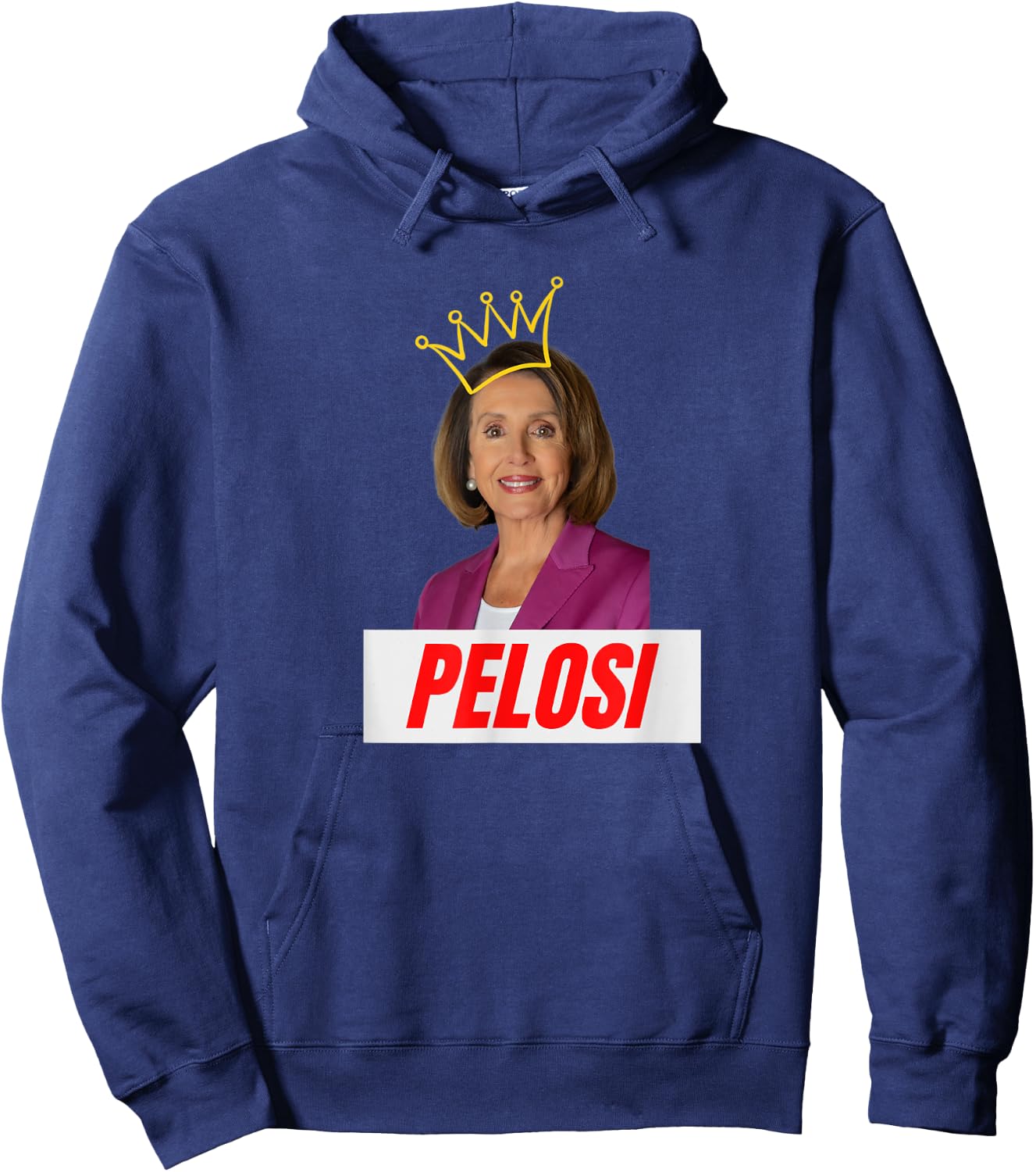 Congress Nancy Pelosi with Crown Letter Box Name Hoodie - Hoodie | Navy