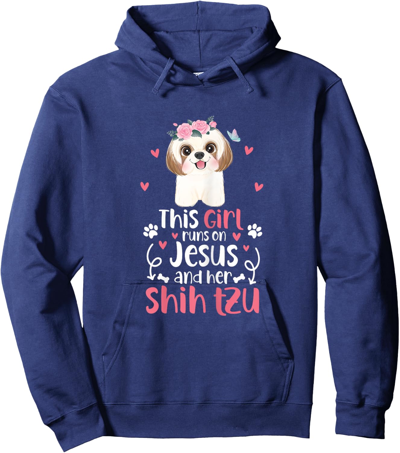 Shih Tzu This Girl Runs On Jesus And Shih Tzu Dog Hoodie - Hoodie | Navy