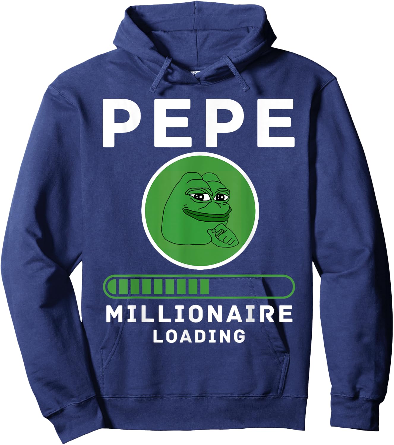 Pepe Millionaire Loading Crypto Meme Shitcoin Hoodie - Hoodie | Navy