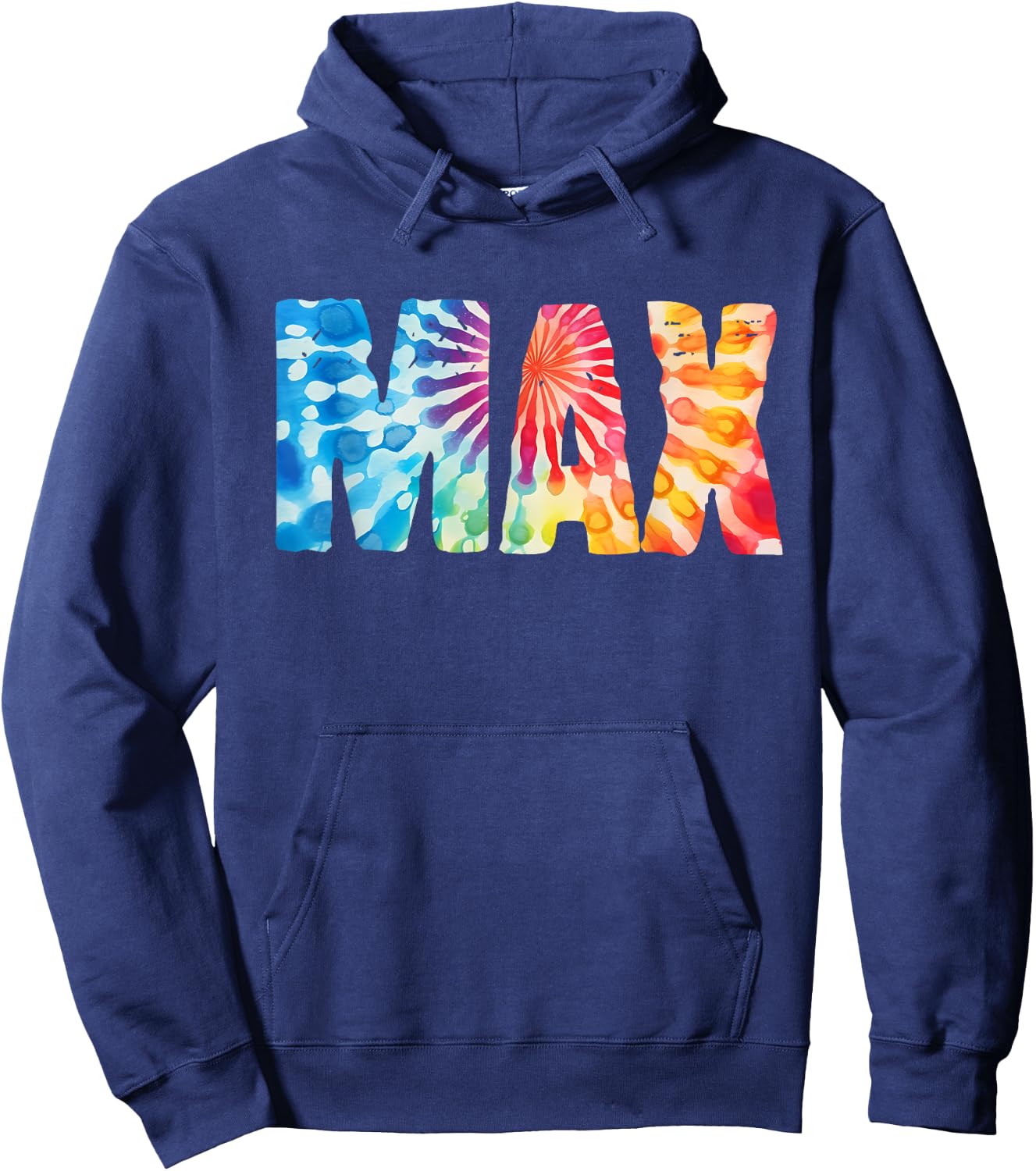 Max Tie Dye Color Burst Name Hoodie - Hoodie | Navy