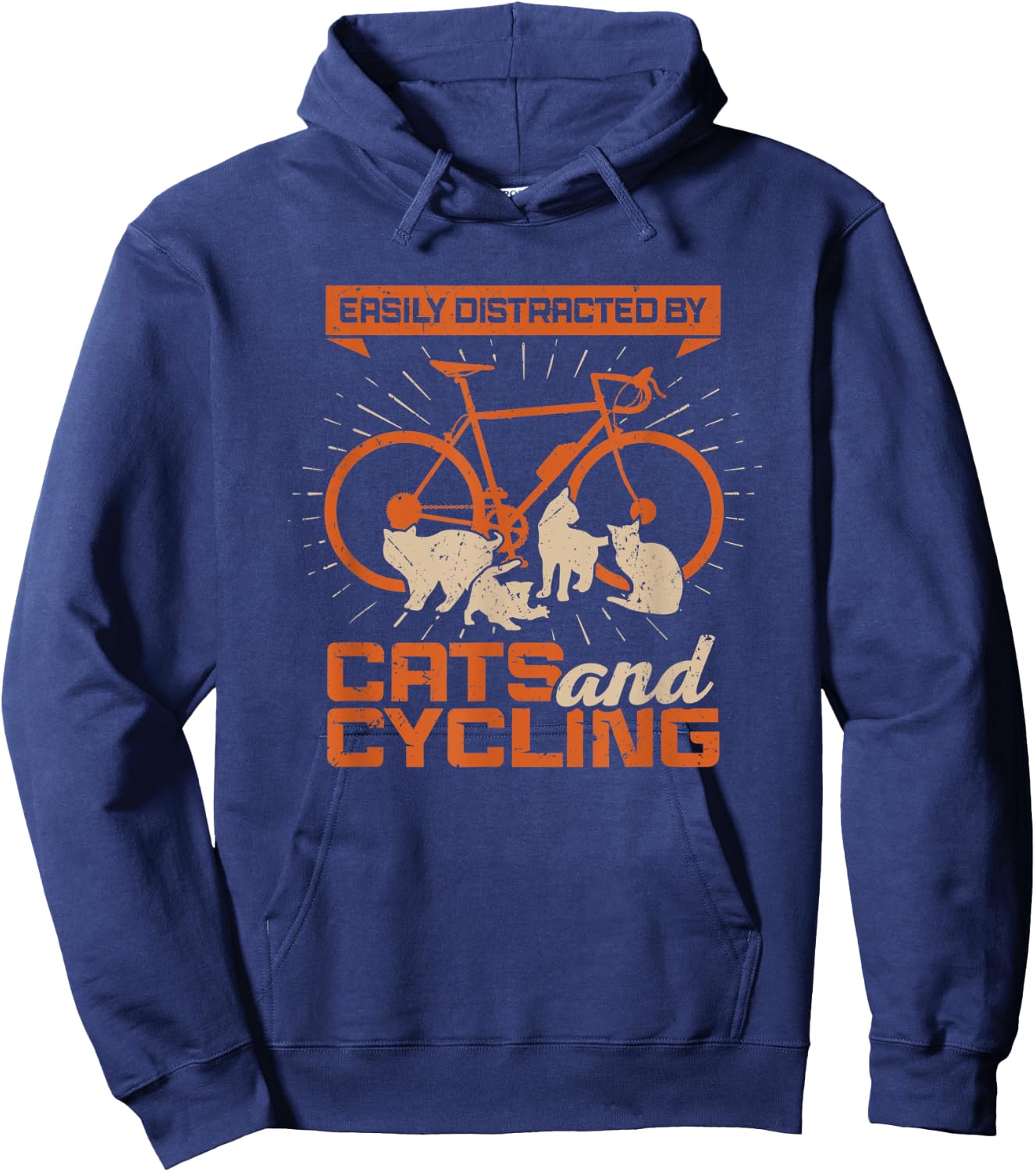 Easily Distracted By Cats And Cycling Hoodie - Hoodie | Navy