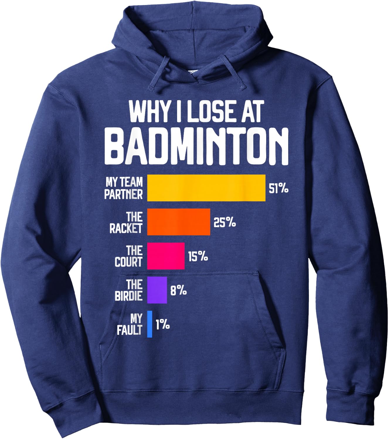 Why I Lose at Badminton Funny Excuses Shuttlecock Birdie Hoodie - Hoodie | Navy