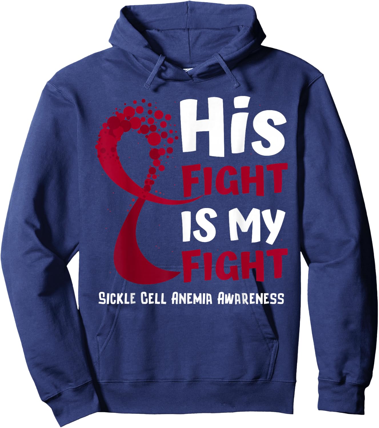 Sickle Cell Anemia Awareness Burgundy Ribbon Family Fighter Hoodie - Hoodie | Navy