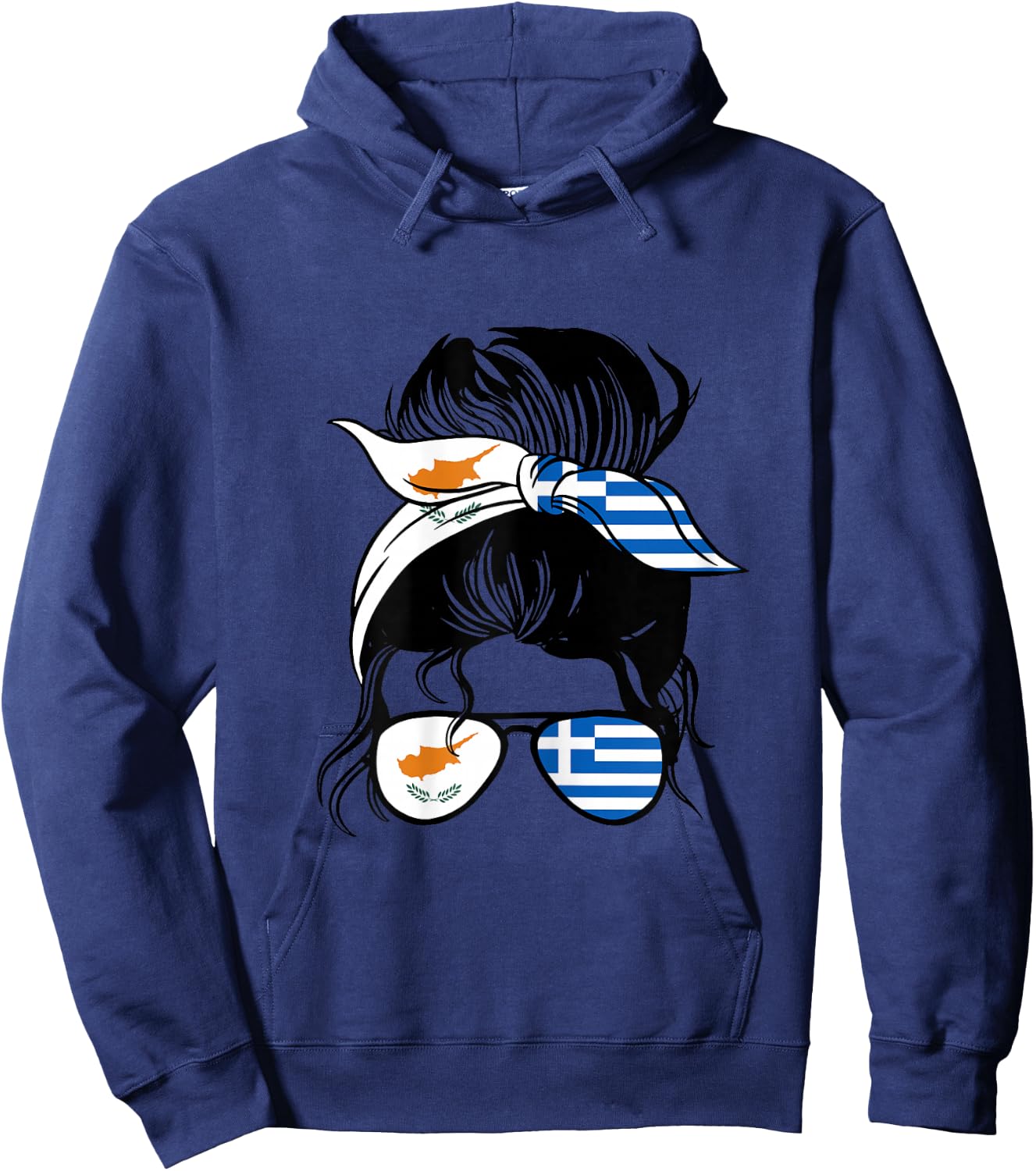 Half Cypriot half Greek Roots Cyprus and Greece Heritage Hoodie - Hoodie | Navy