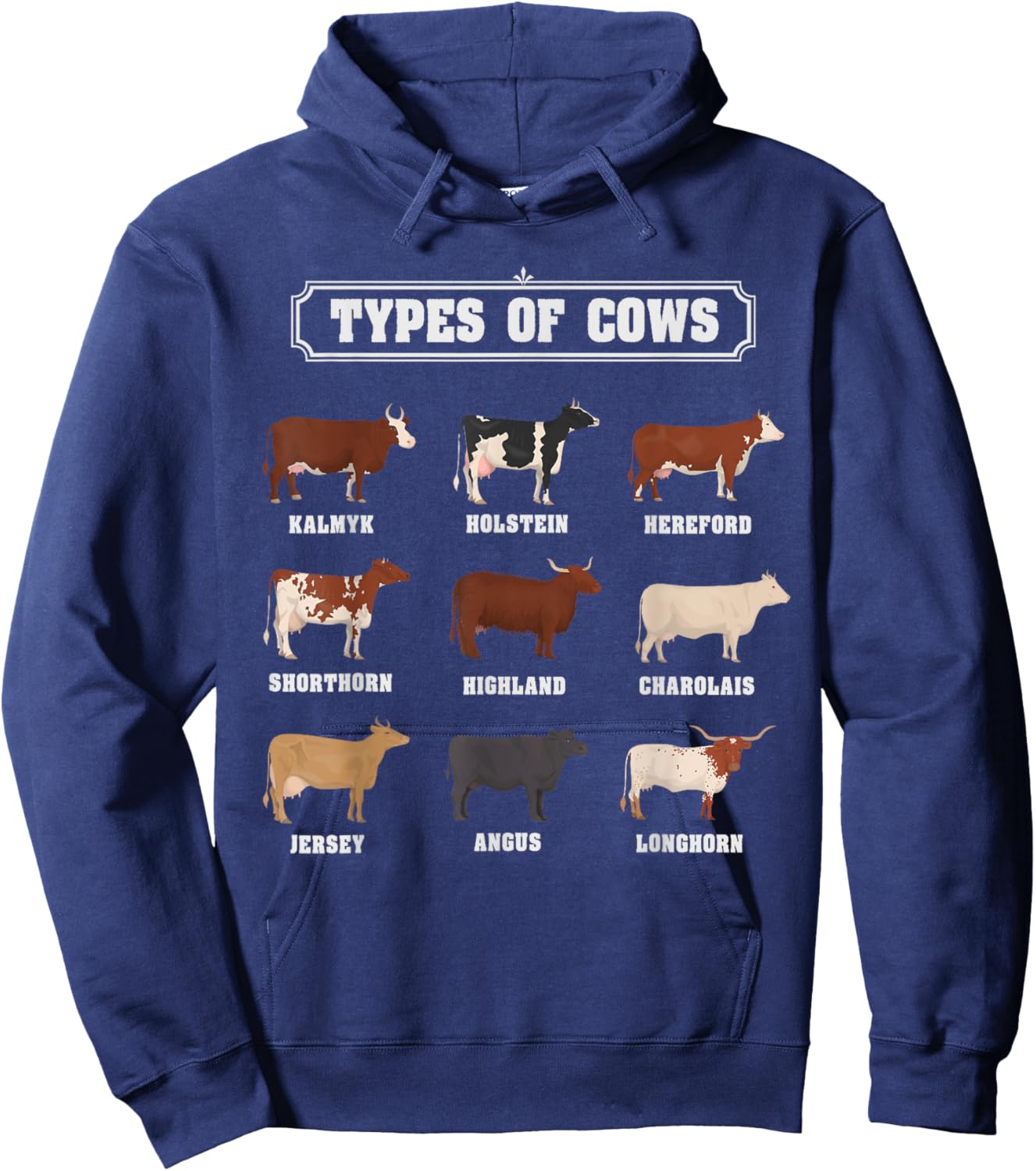 Types Of Cow & Cattle Ideas For Kids & Boys Farmer Costume Hoodie - Hoodie | Navy
