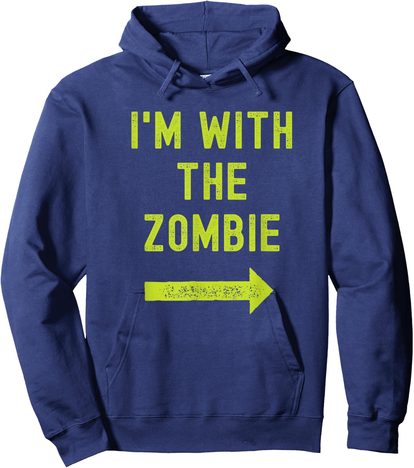 Funny I'm with the Zombie Easy Couples Halloween Costume Hoodie - Hoodie | Navy