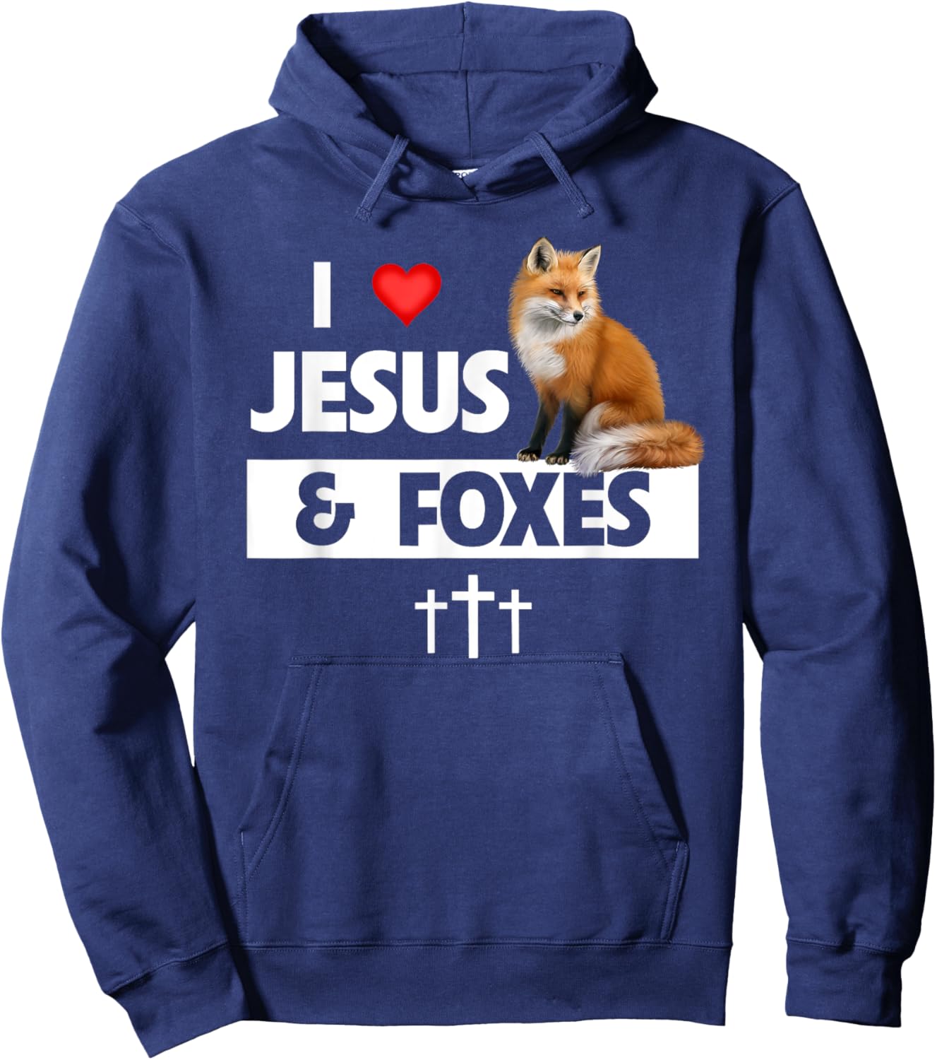 I Love Jesus And Foxes Zoo Wildlife Nature Fox Christian Hoodie - Hoodie | Navy