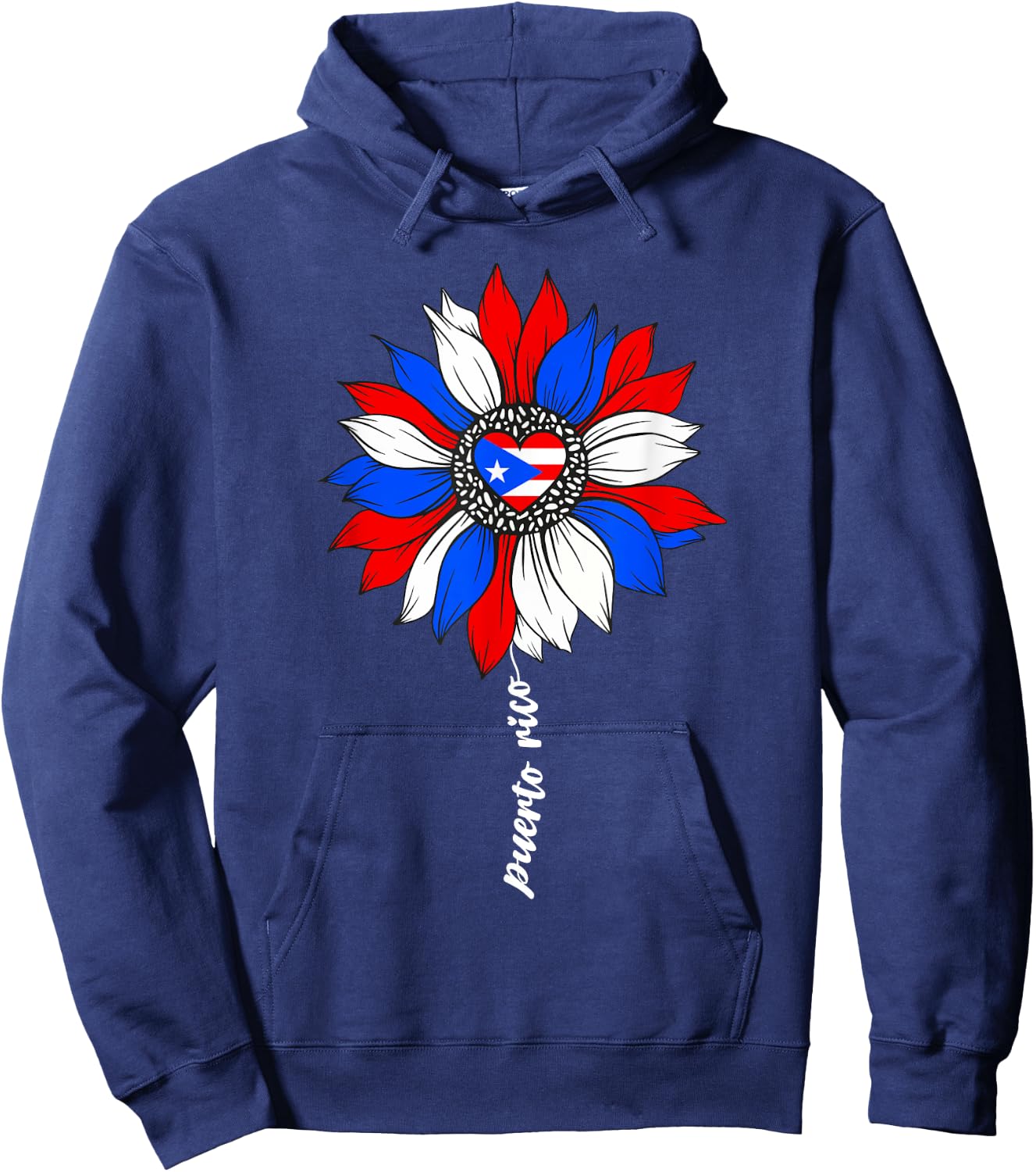 Puerto Rican Sunflower Heritage Puerto Rico PR Flag Boricua Hoodie - Hoodie | Navy