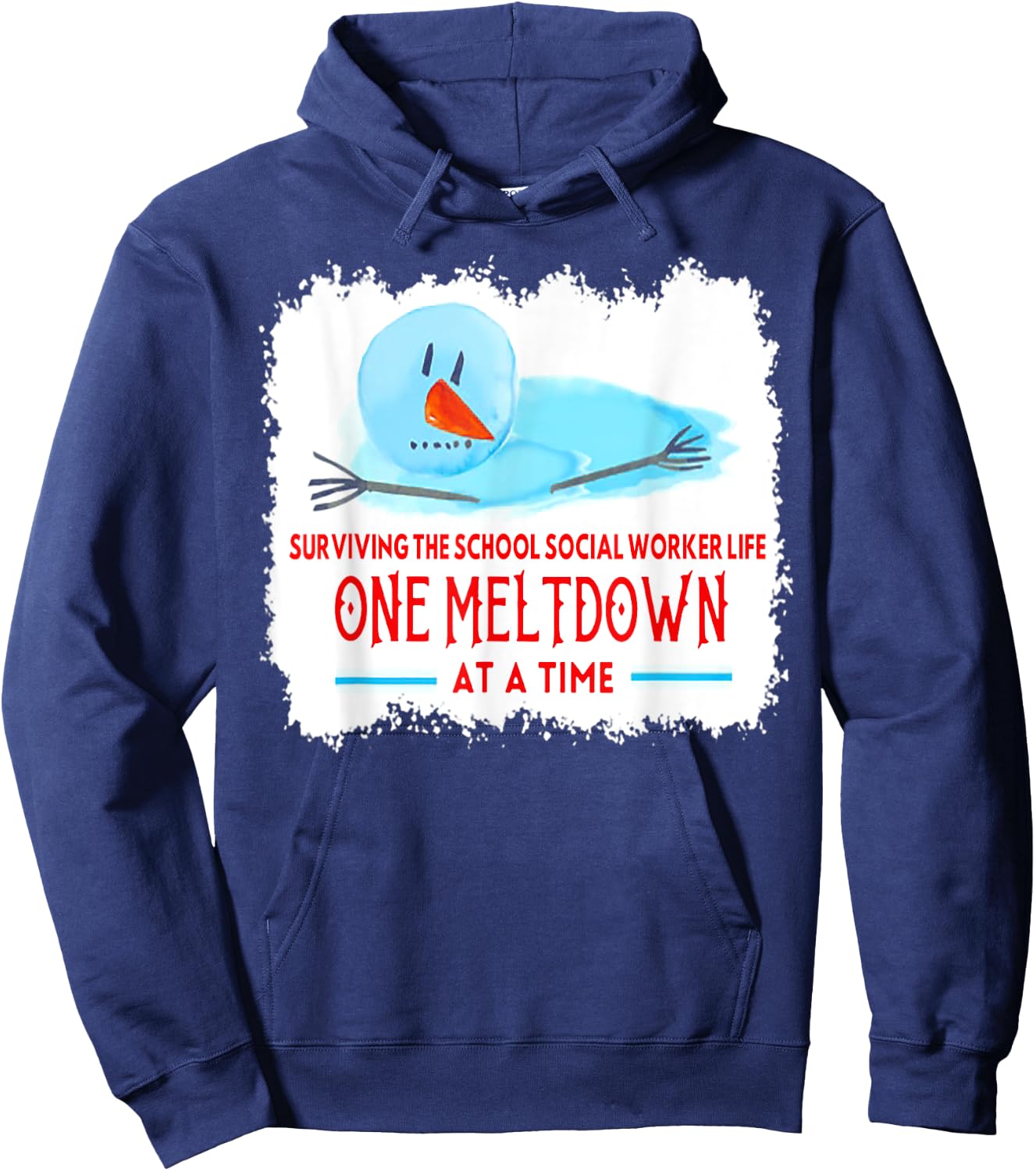 Surviving The School Social Worker Life Snowman Christmas Hoodie - Hoodie | Navy