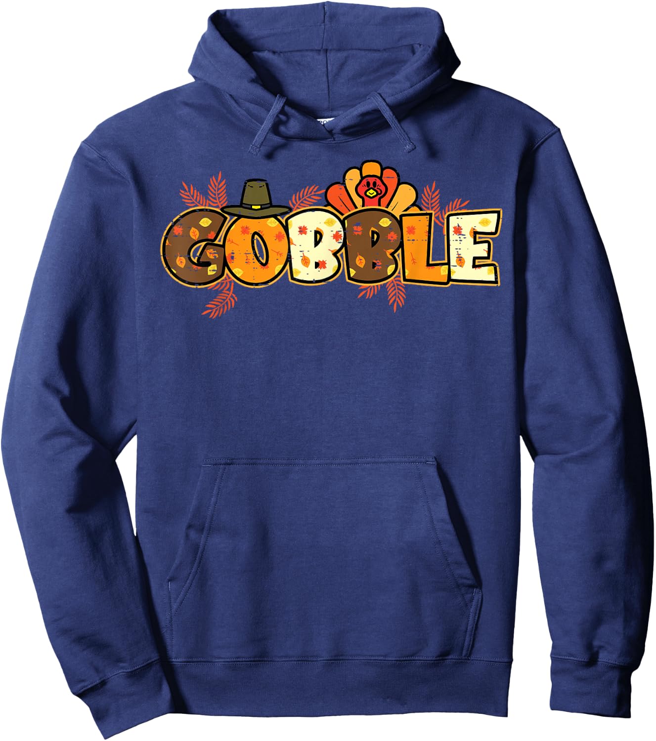 Gobble Turkey Cute Happy Thanksgiving Day Men Women Kids Hoodie - Hoodie | Navy