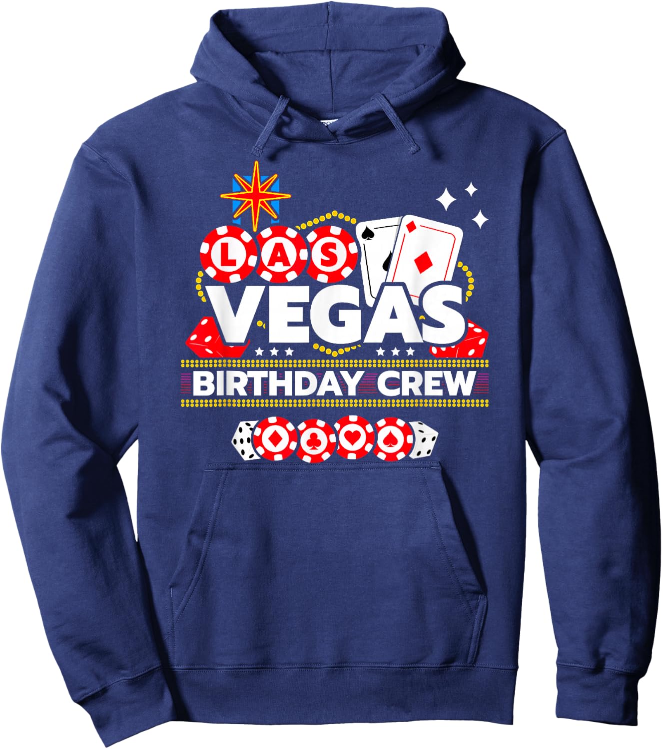 Las Vegas Birthday Party - Vegas Birthday Crew - -Adults - Black - Small - Short Sleeve - - Modern - Casual - Birthday - Themed Hoodie - Hoodie | Navy