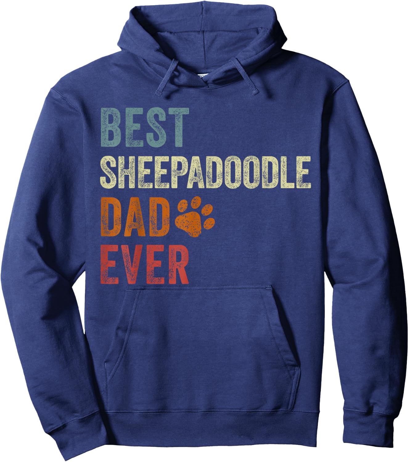 Retro Best Sheepadoodle Dad Ever Sheepadoodle Father's Day Hoodie - Hoodie | Navy