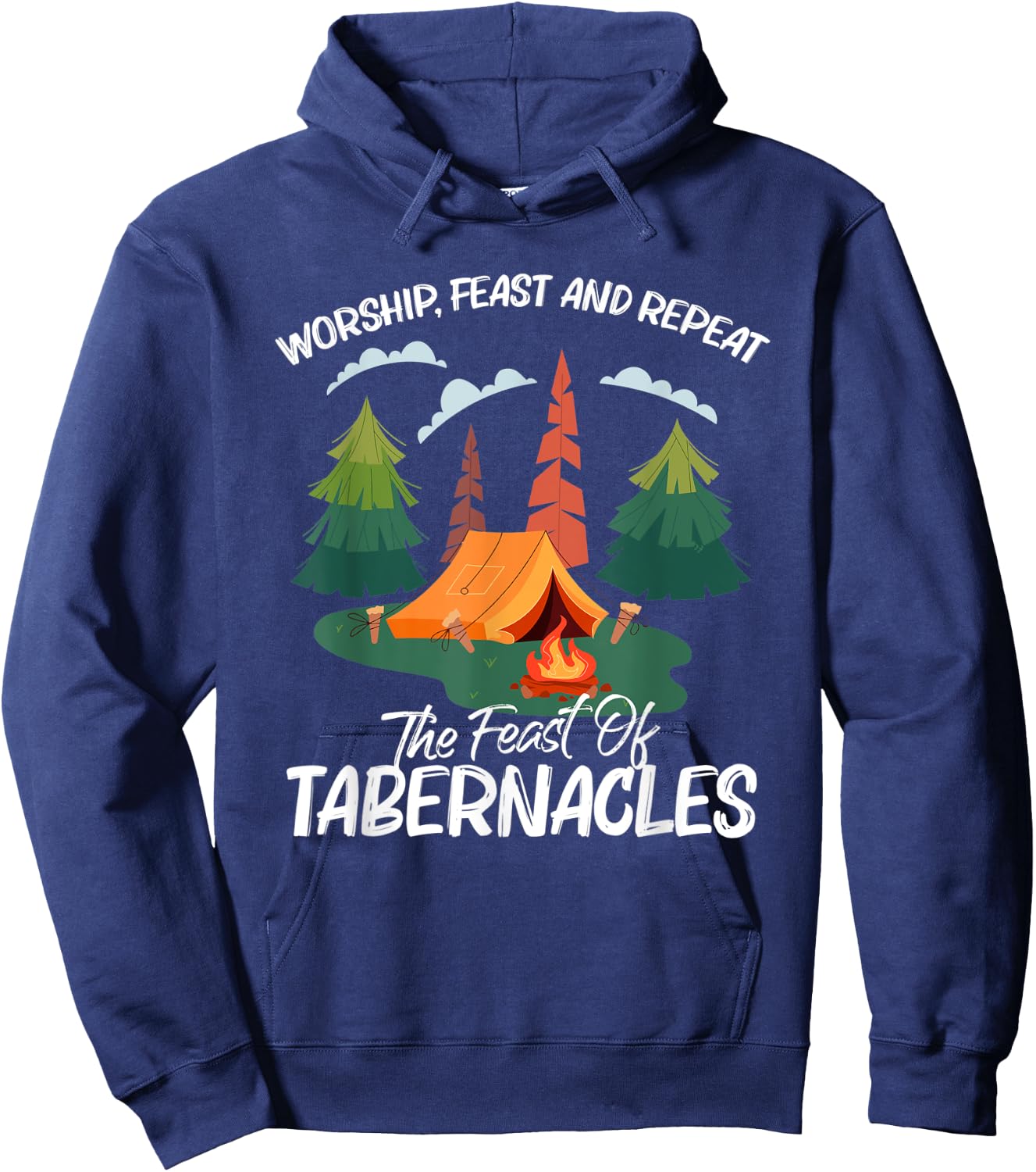 Worship Feast Repeat Feast Of Tabernacles Hebrew Israelite Hoodie - Hoodie | Navy