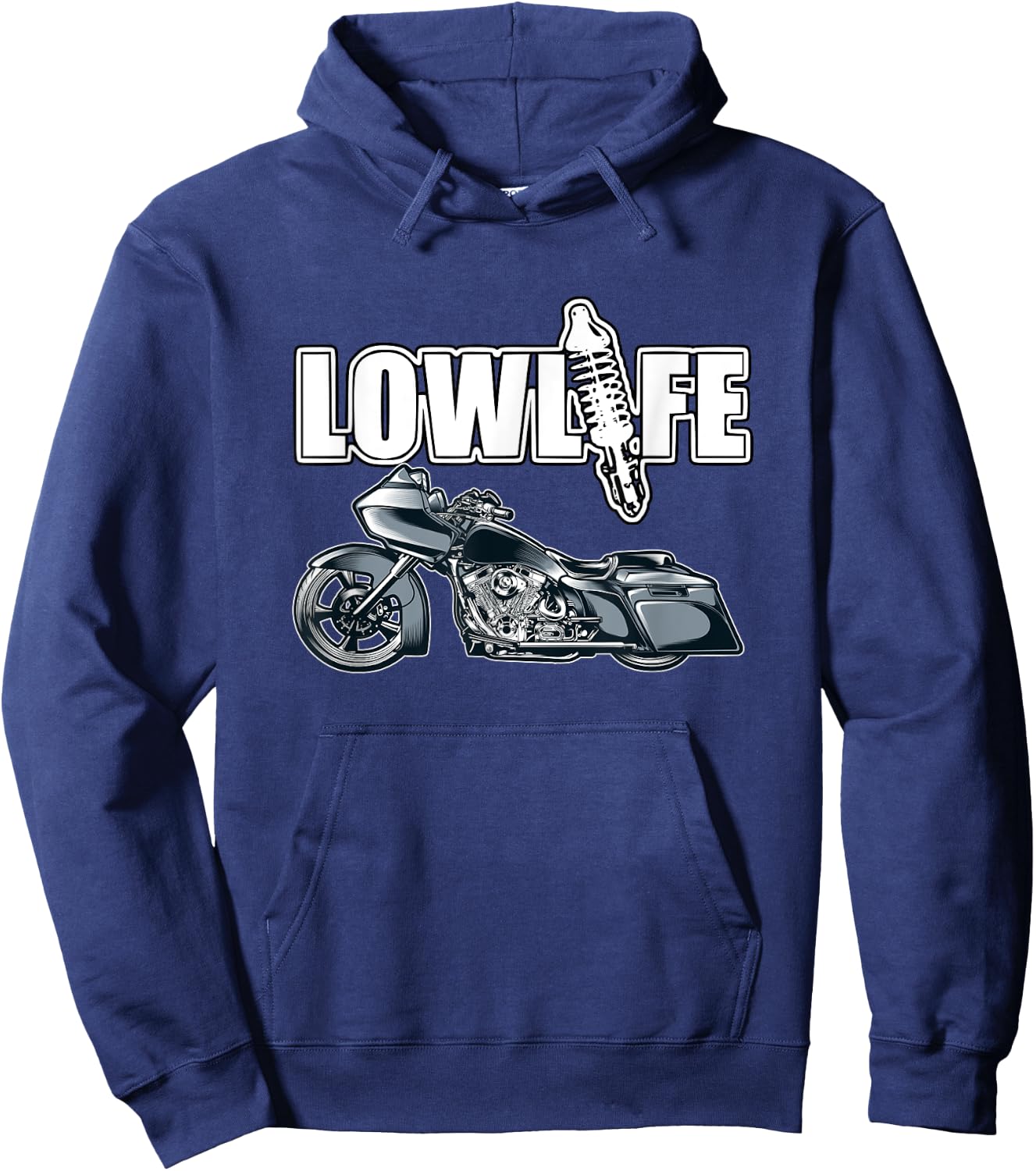 Lowlife Bagger Motorcycle . Chicano Vicla, Lowrider Bikes Hoodie - Hoodie | Navy