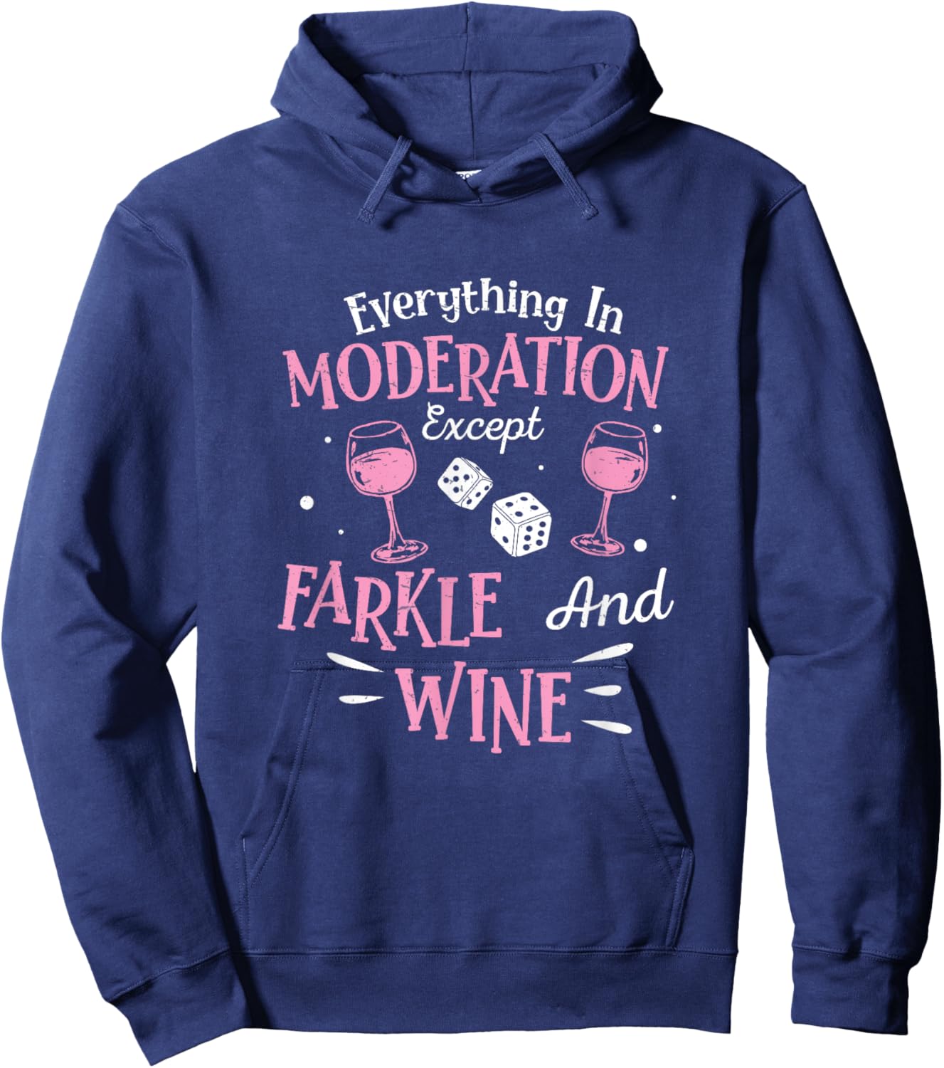 Farkle Player Farkle And Wine On Funny Dice Game Hoodie - Hoodie | Navy