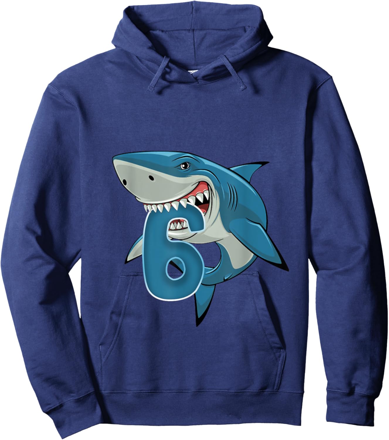 Kids 6 Year Old Shark Shirt 6th Birthday Shark Theme Party Hoodie - Hoodie | Navy