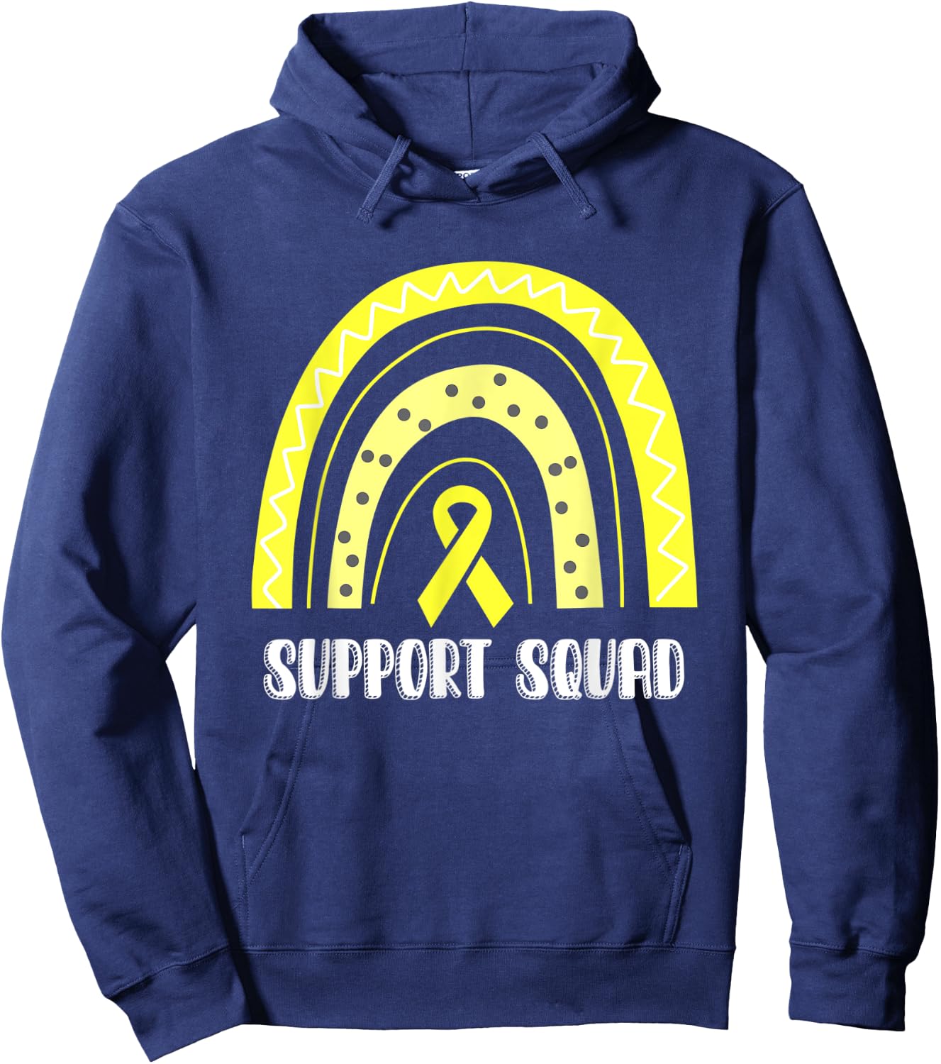 Support Squad Yellow Rainbow Myxoid Liposarcoma Awareness Hoodie - Hoodie | Navy