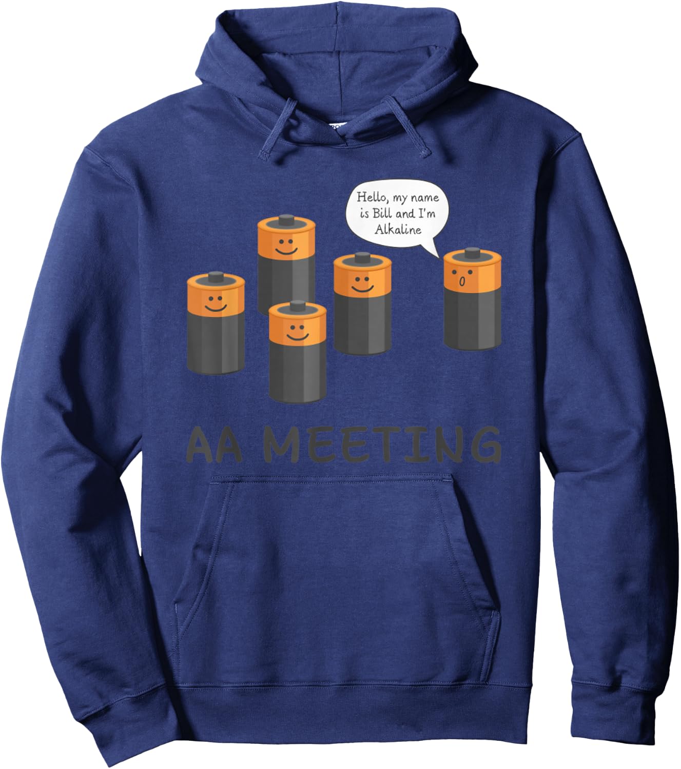 AA Meeting Cute Battery Funny Sarcastic Humor Hoodie - Hoodie | Navy