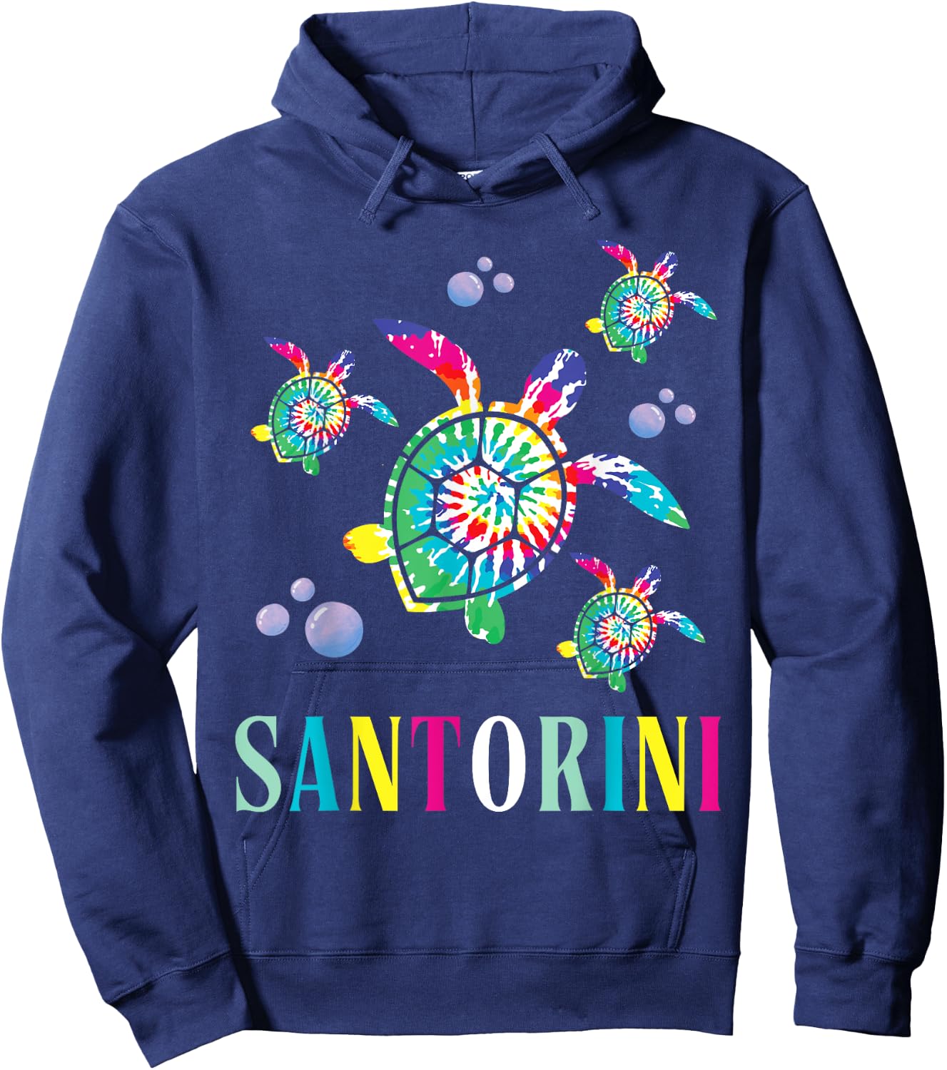 Santorini Tie Dye Sea Turtle Santorini Greece Hoodie - Hoodie | Navy