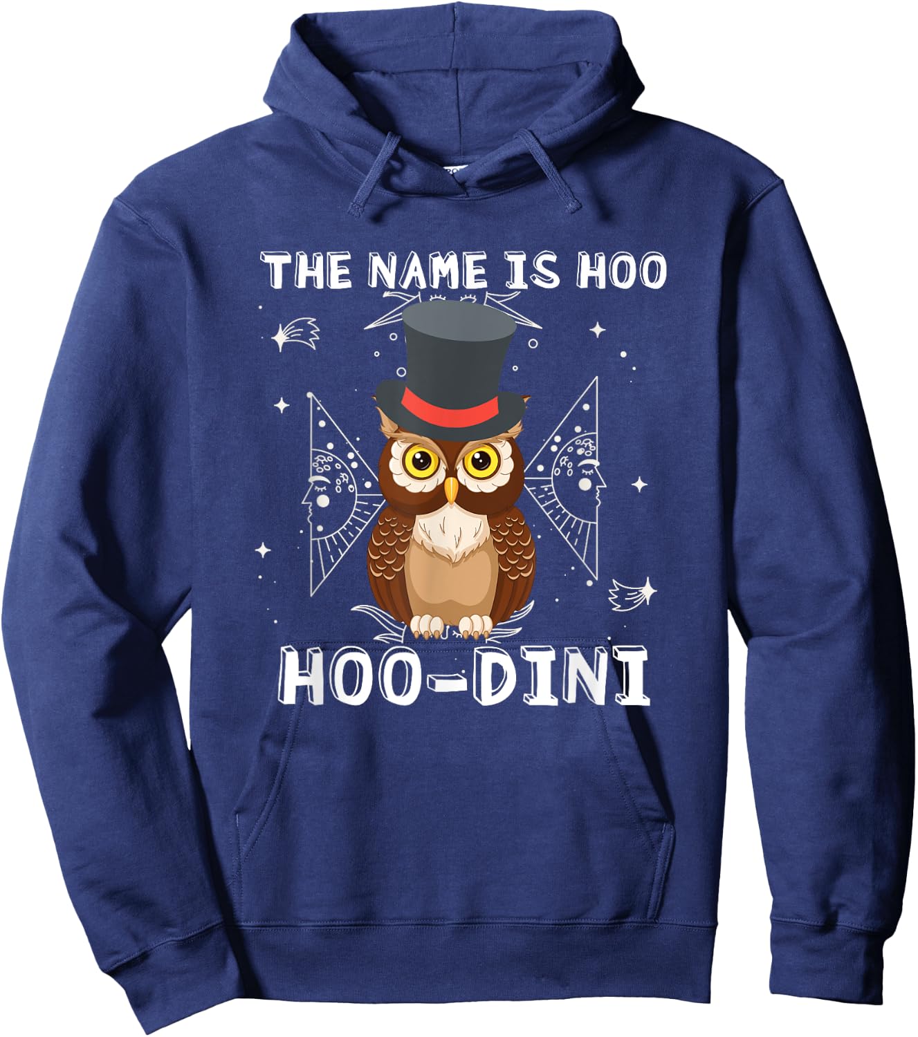 Cute owl funny houdini, Owl hoo dini pun magician Hoodie - Hoodie | Navy