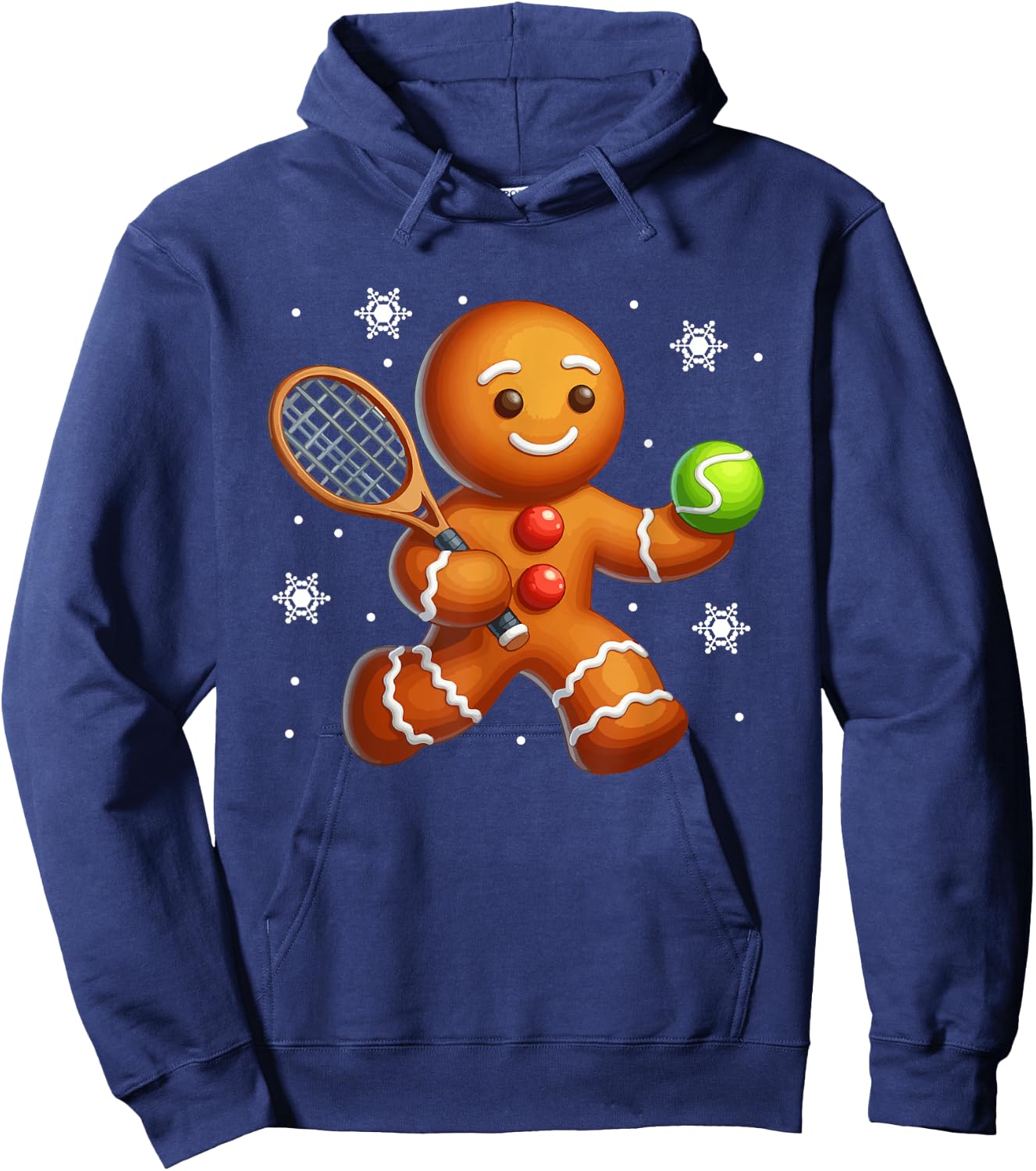 Gingerbread Playing Tennis Christmas Cookie Player Team Hoodie - Hoodie | Navy
