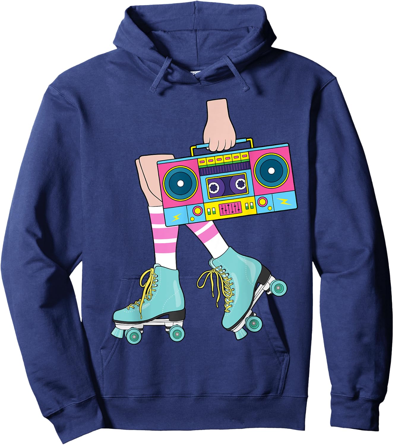 Roller Skating Retro 80's Roller Girl Funny Skater Skates Hoodie - Hoodie | Navy