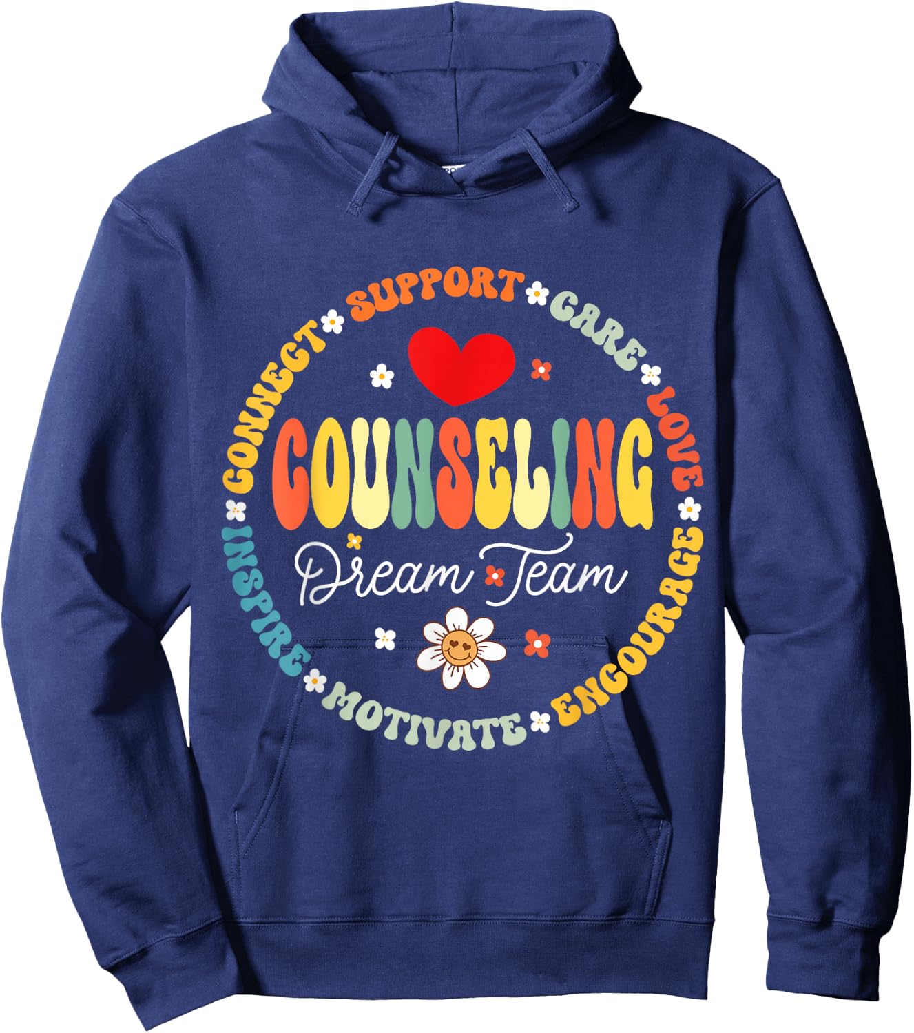 Groovy Counseling Dream Team Appreciation Back to School Hoodie - Hoodie | Navy
