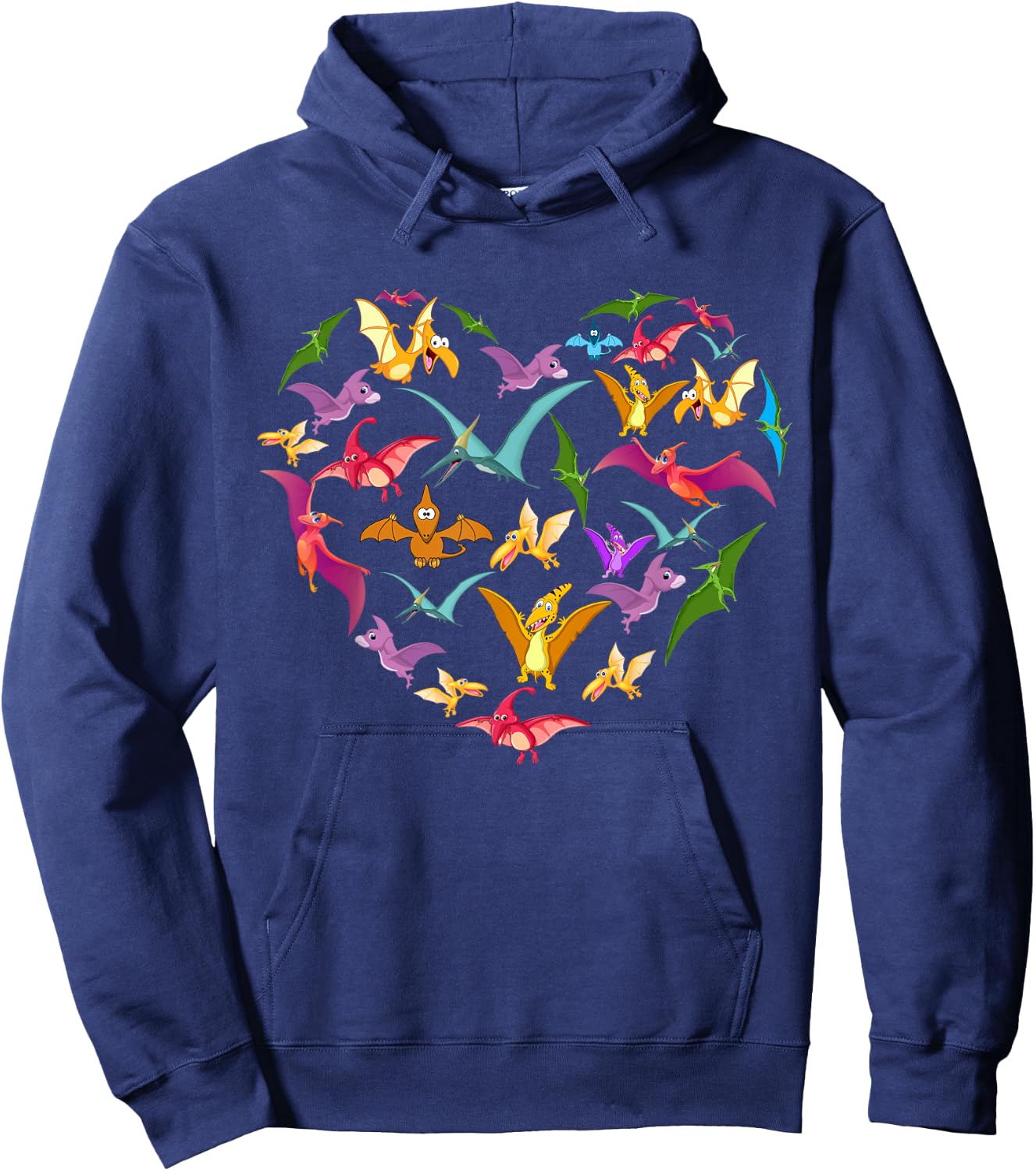 pterodactyls lover heart | Dinosaur Birds men women kids Hoodie - Hoodie | Navy
