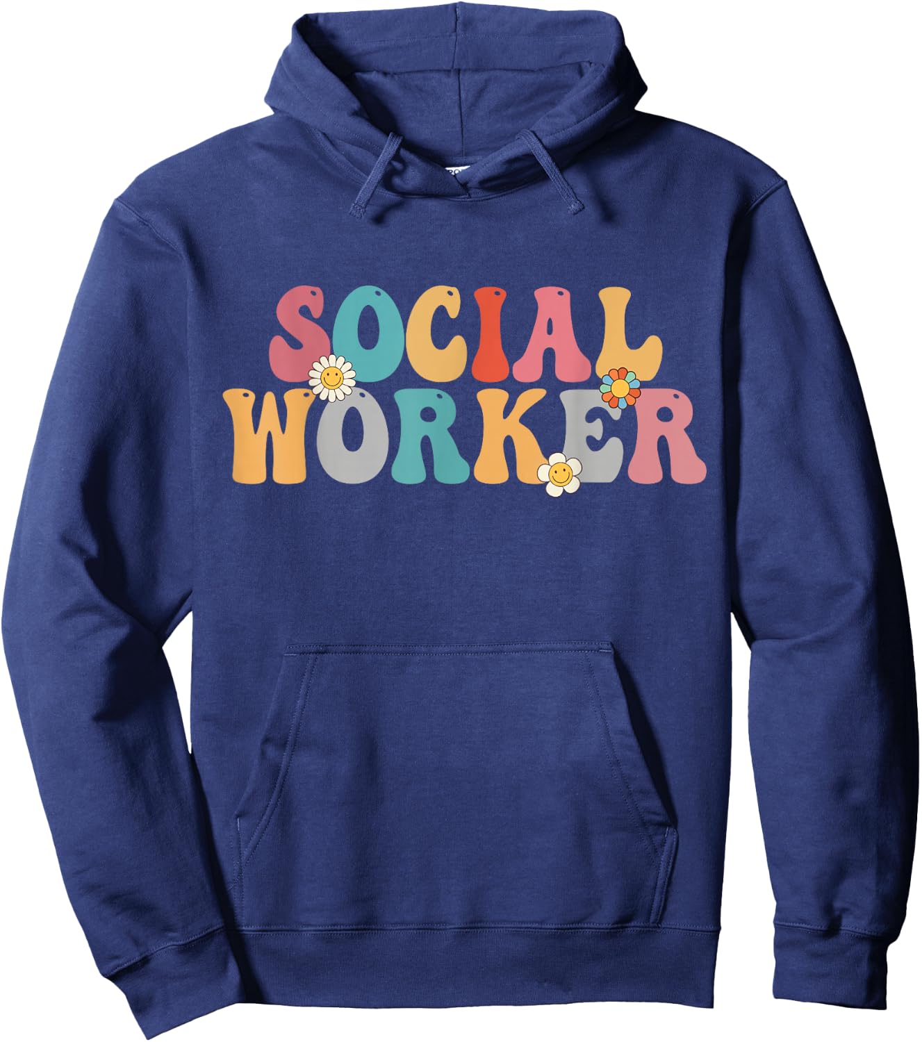 Social Worker Retro Groovy School Social Worker Hoodie - Hoodie | Navy