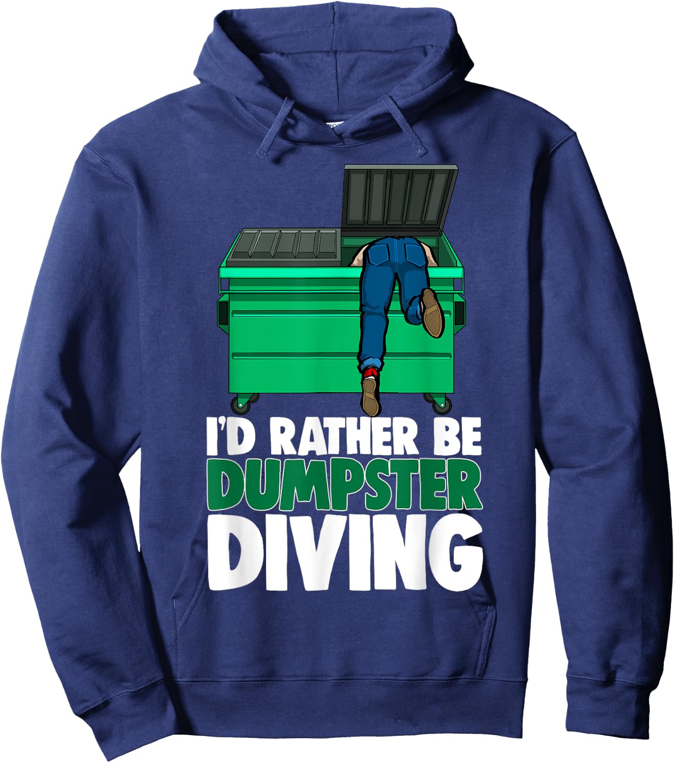 I'd Rather Be Dumpster Diving Men Valentines Day Love Hearts Hoodie - Hoodie | Navy