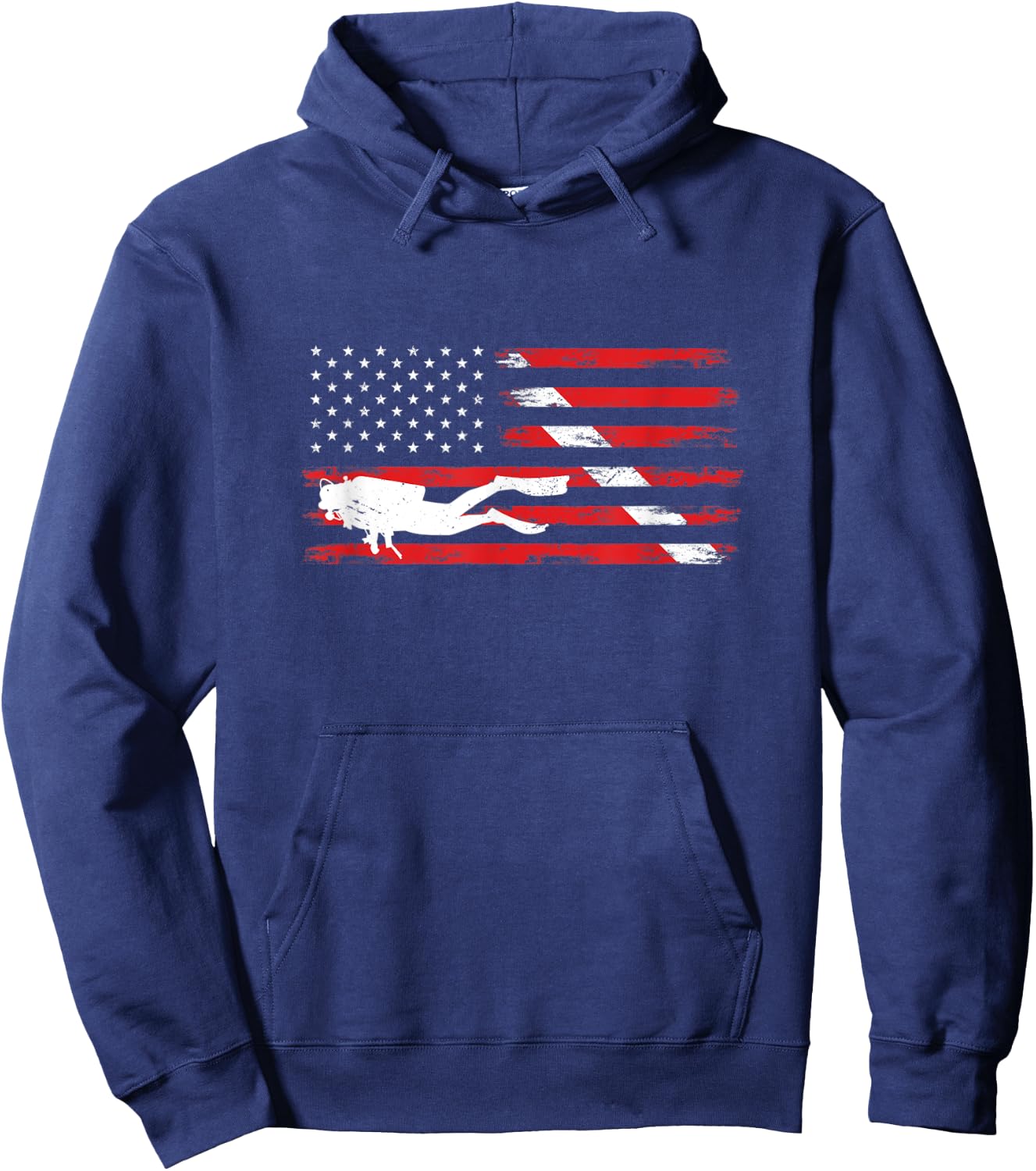 Diving Down Dive Flag Scuba Diving American Flag Diver Hoodie - Hoodie | Navy