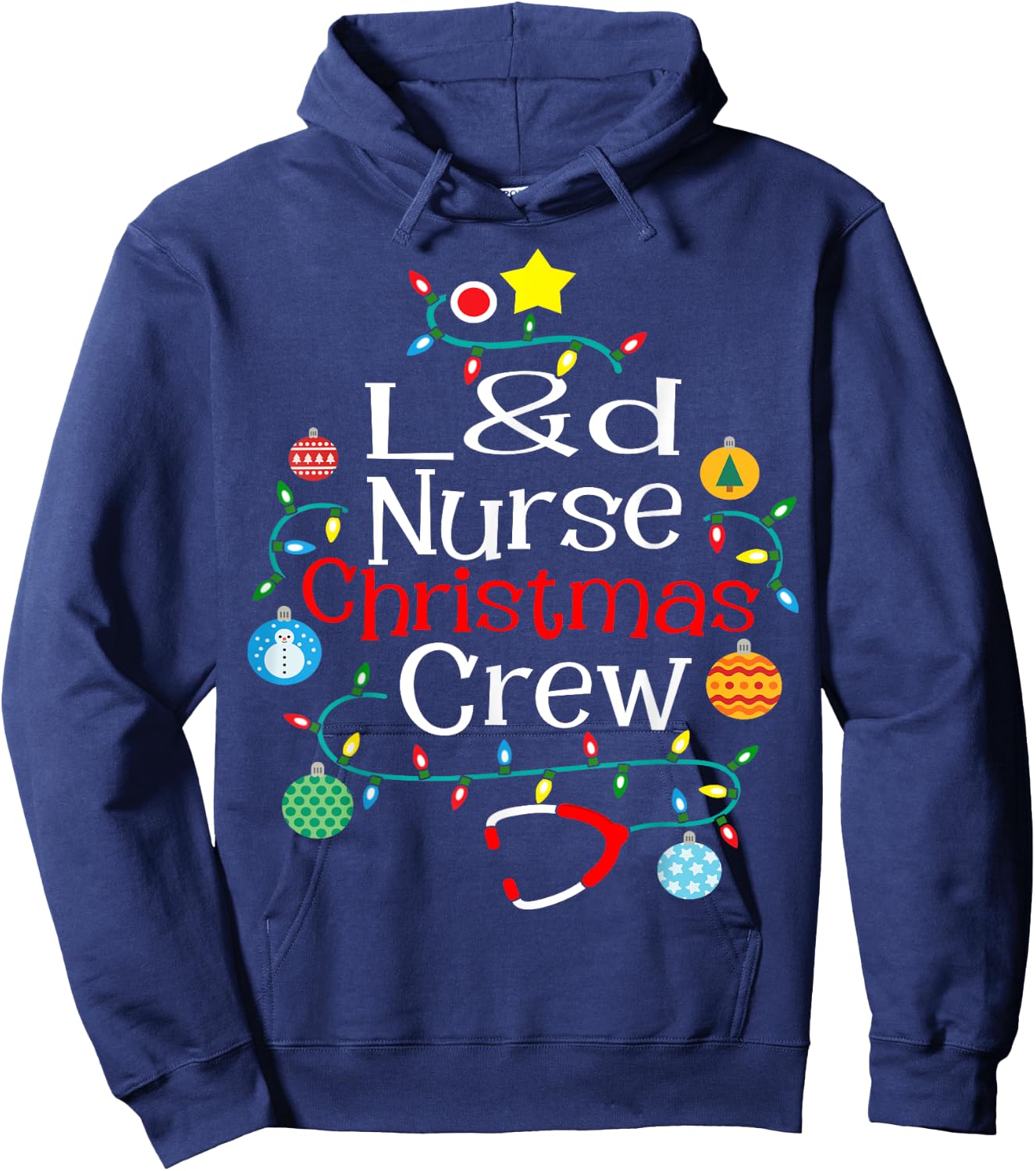 L&D Nurse Christmas Crew Labor & Delivery Nurse Hoodie - Hoodie | Navy