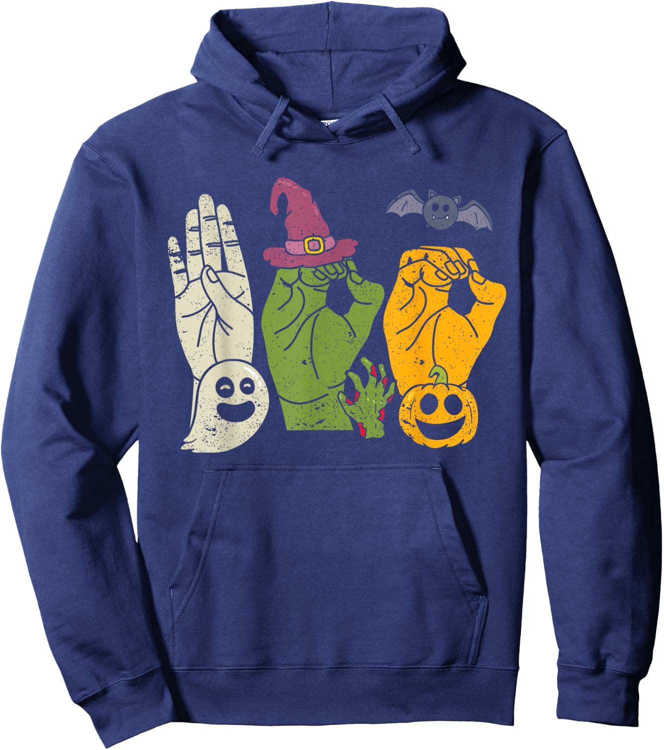 Boo Hands American Sign Language Pride ASL Halloween Witch Hoodie - Hoodie | Navy