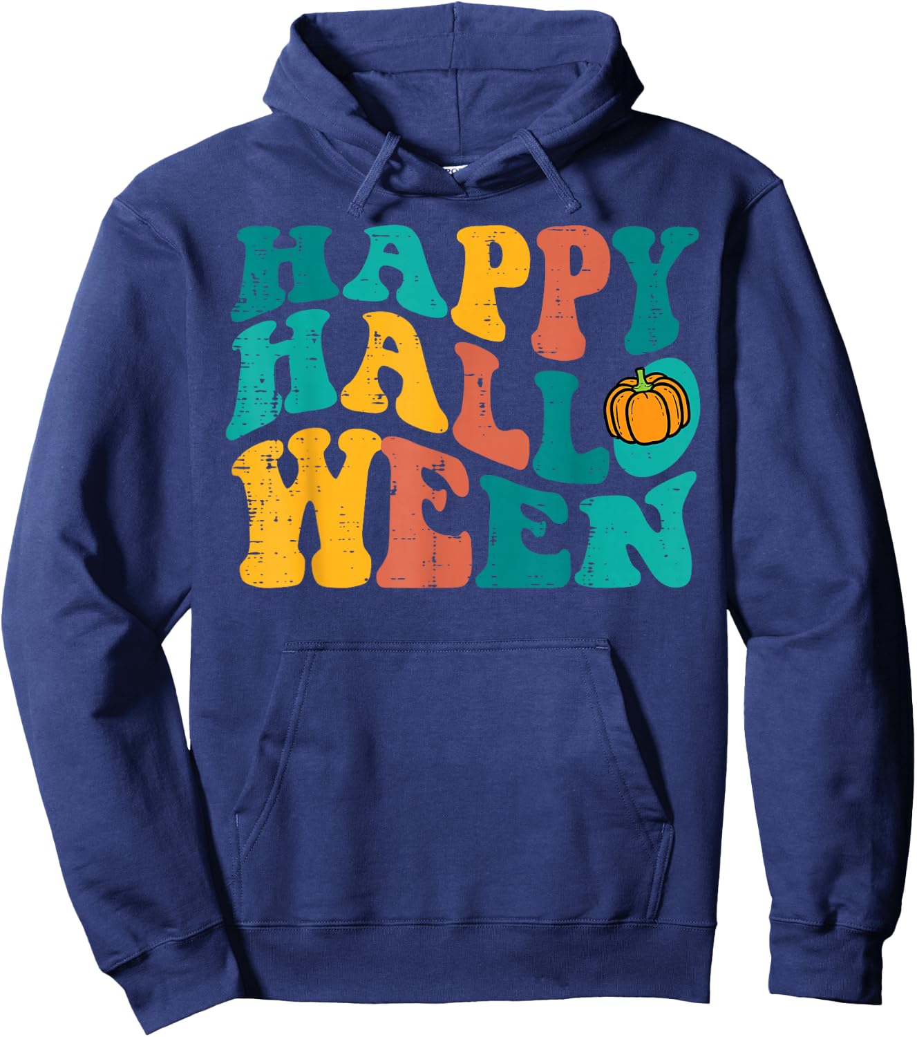 Groovy Happy Halloween Retro 70s 80s Costume Men Women Kids Hoodie - Hoodie | Navy