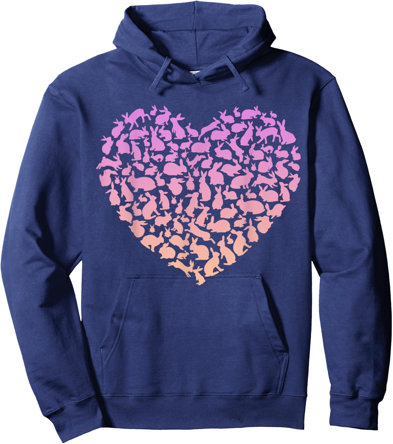 Silhouette Heart Bunny for Rabbit Lover Girls Rabbit Hoodie - Hoodie | Navy
