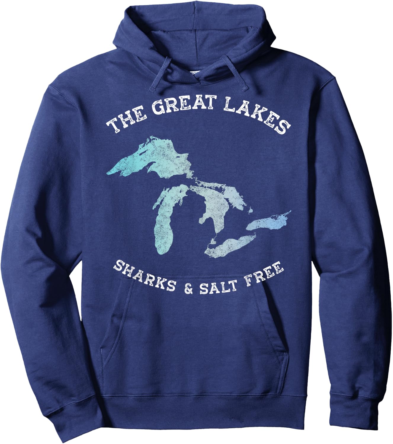Sharks and Salt Free Great Lakes State Michigan Vacation Hoodie - Hoodie | Navy