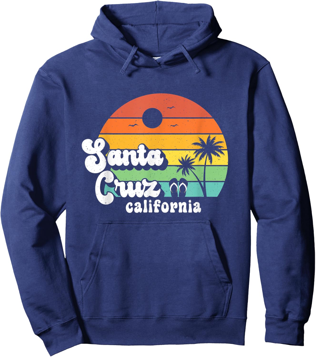 Santa Cruz Beach California Retro 80s Vintage Sunset Hoodie - Hoodie | Navy