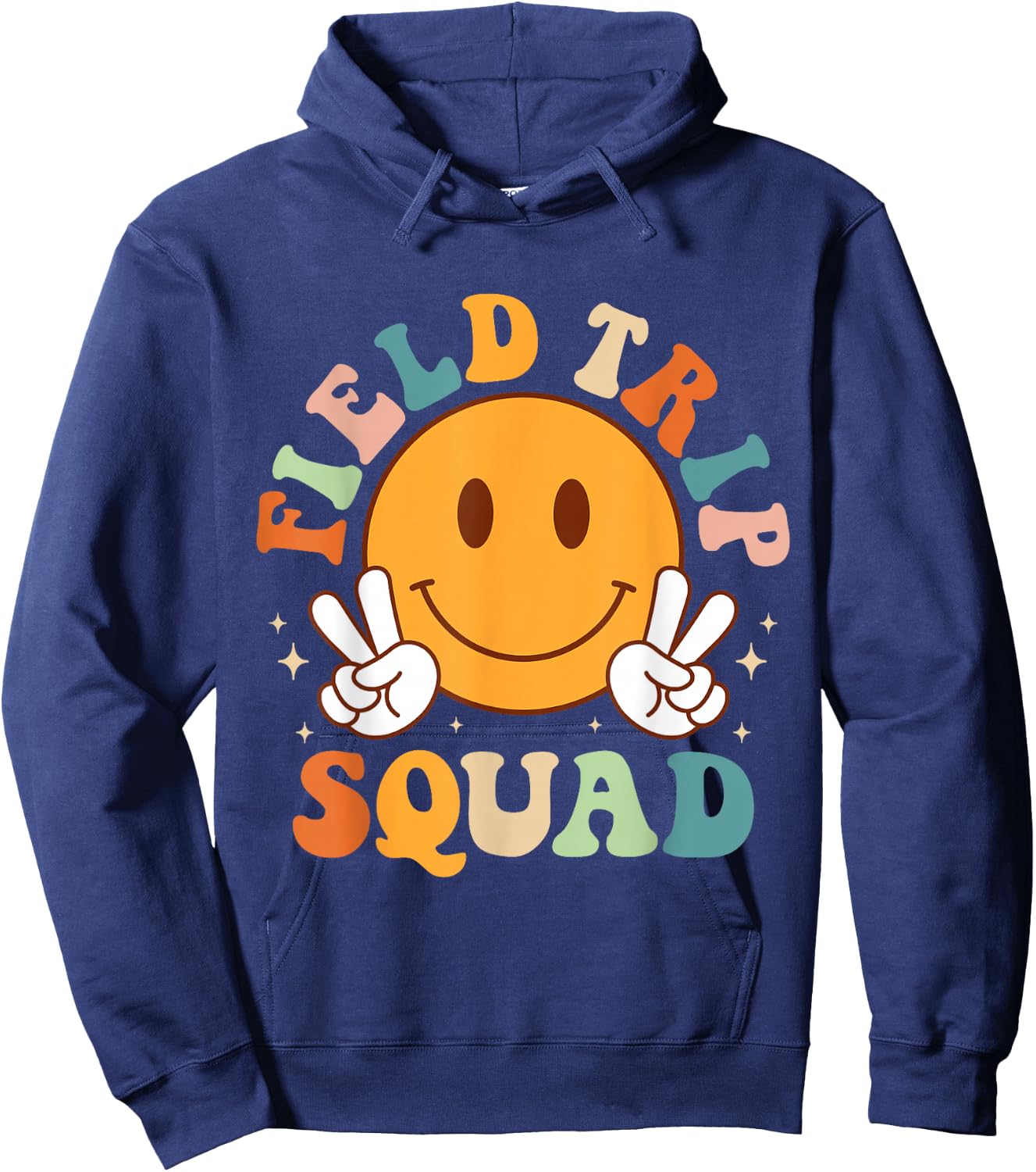 School Field-Trip Squad Groovy Field Day 2023 Teacher Kids Hoodie - Hoodie | Navy
