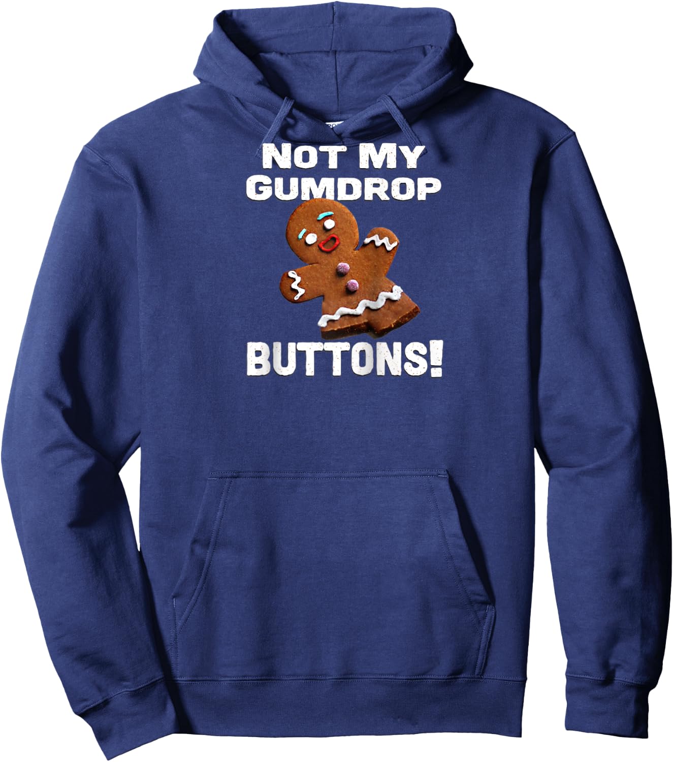 Not My Gumdrop Buttons! Gingerbread Man Raglan Baseball Hoodie - Hoodie | Navy