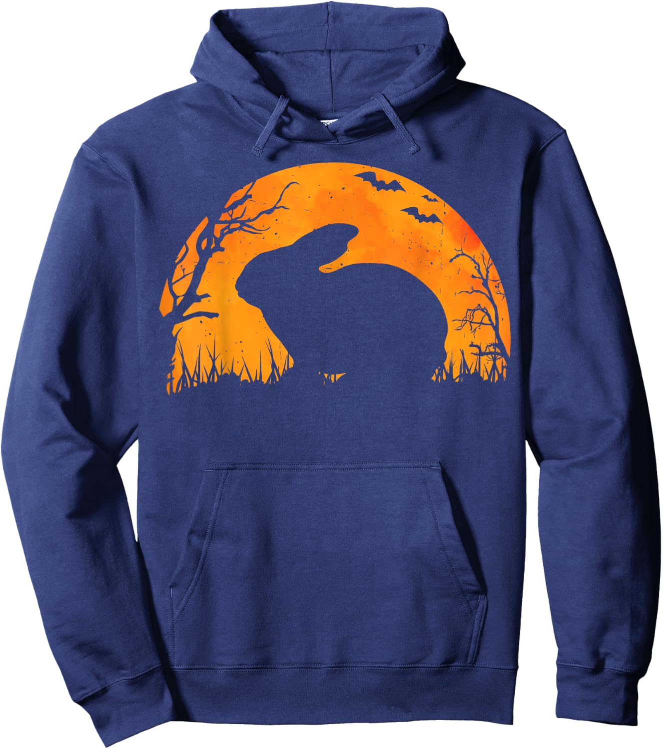 Funny Rabbit Halloween Moon Silhouette Spooky Bunny Lover Hoodie - Hoodie | Navy