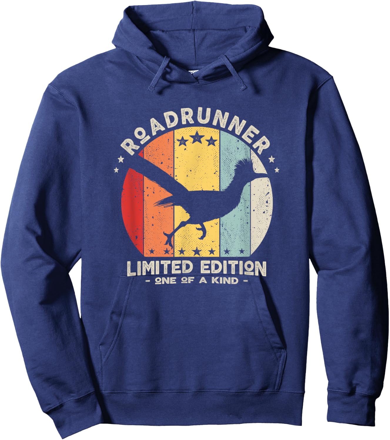 Retro Roadrunner Running Distressed Hoodie - Hoodie | Navy