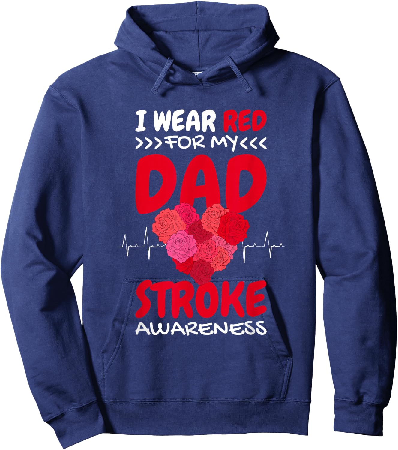 I Wear Red For My Dad Stroke Awareness, Stroke Awareness Hoodie - Hoodie | Navy