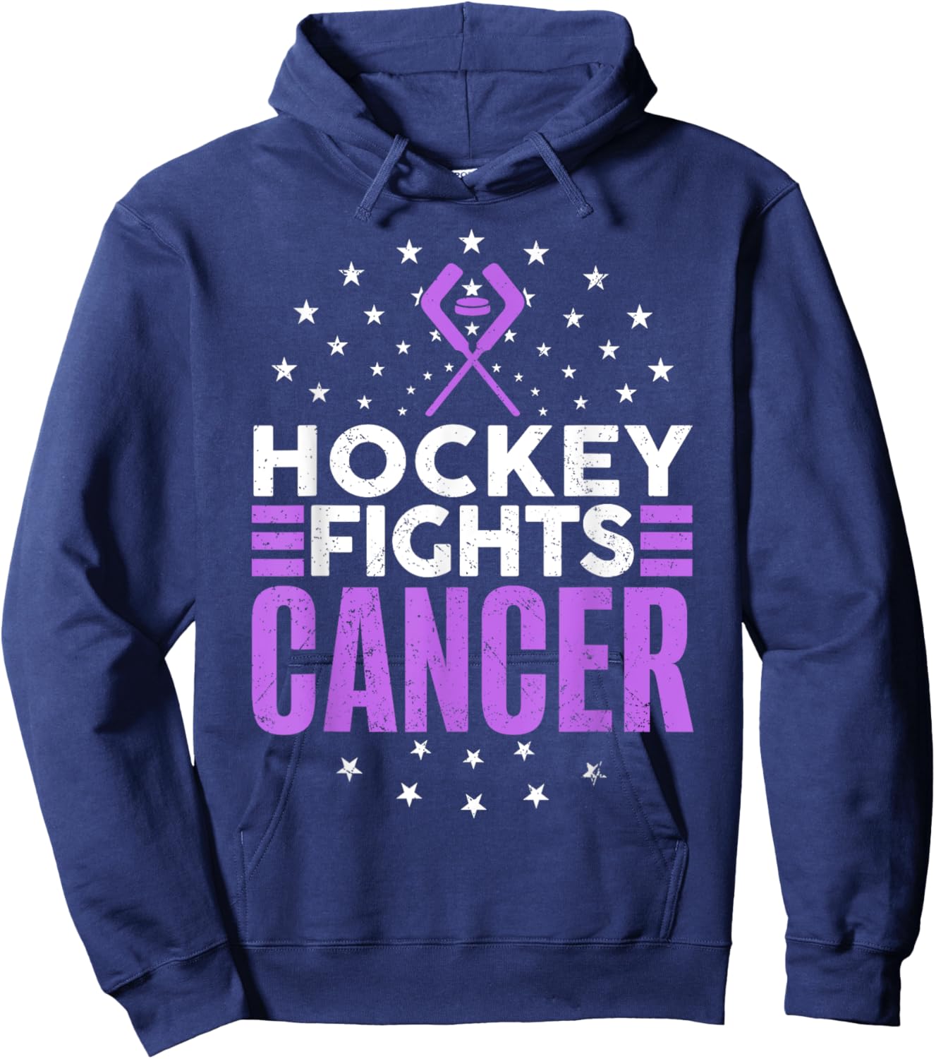 KAH Cancer Awareness Hockey Themed Cancer Awareness , Adult, Black, Small, Short Sleeve Hoodie - Hoodie | Navy