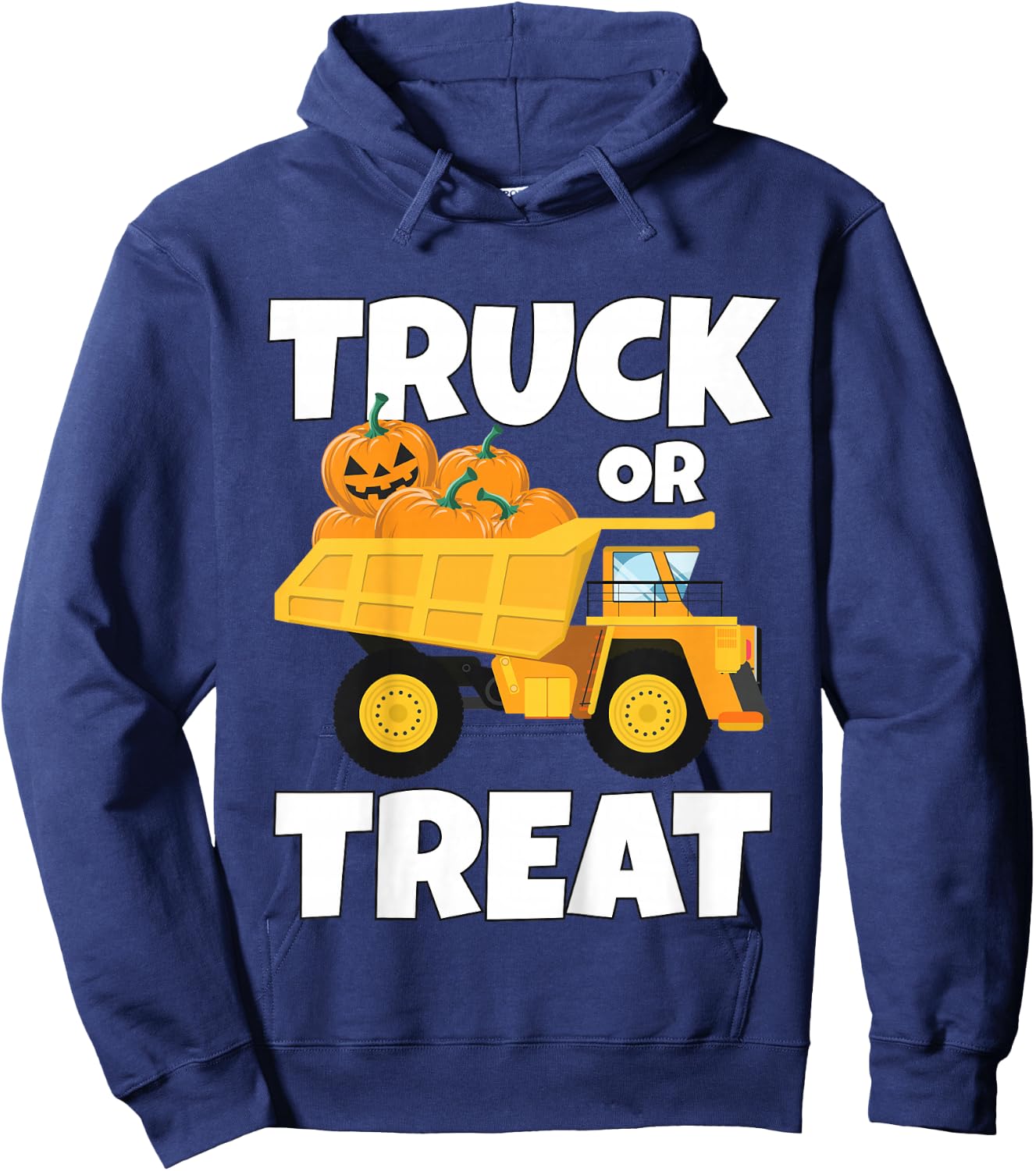 Kids Halloween Thanksgiving Truck Pumpkin Patch Trick or Treat Hoodie - Hoodie | Navy