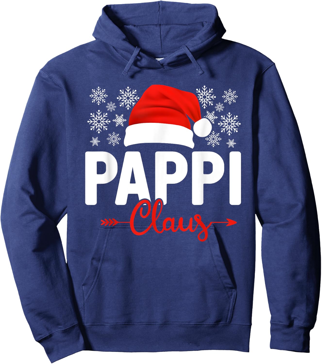 Pappi Claus Xmas Light Funny Santa Hat Christmas Ugly Hoodie - Hoodie | Navy