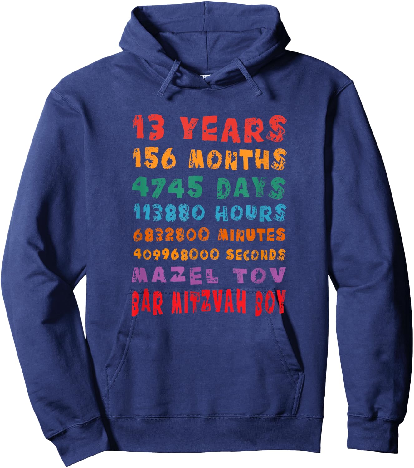 13-Year-Old 13th Birthday Bar Mitzvah Boy Mazel Tov Jewish Hoodie - Hoodie | Navy