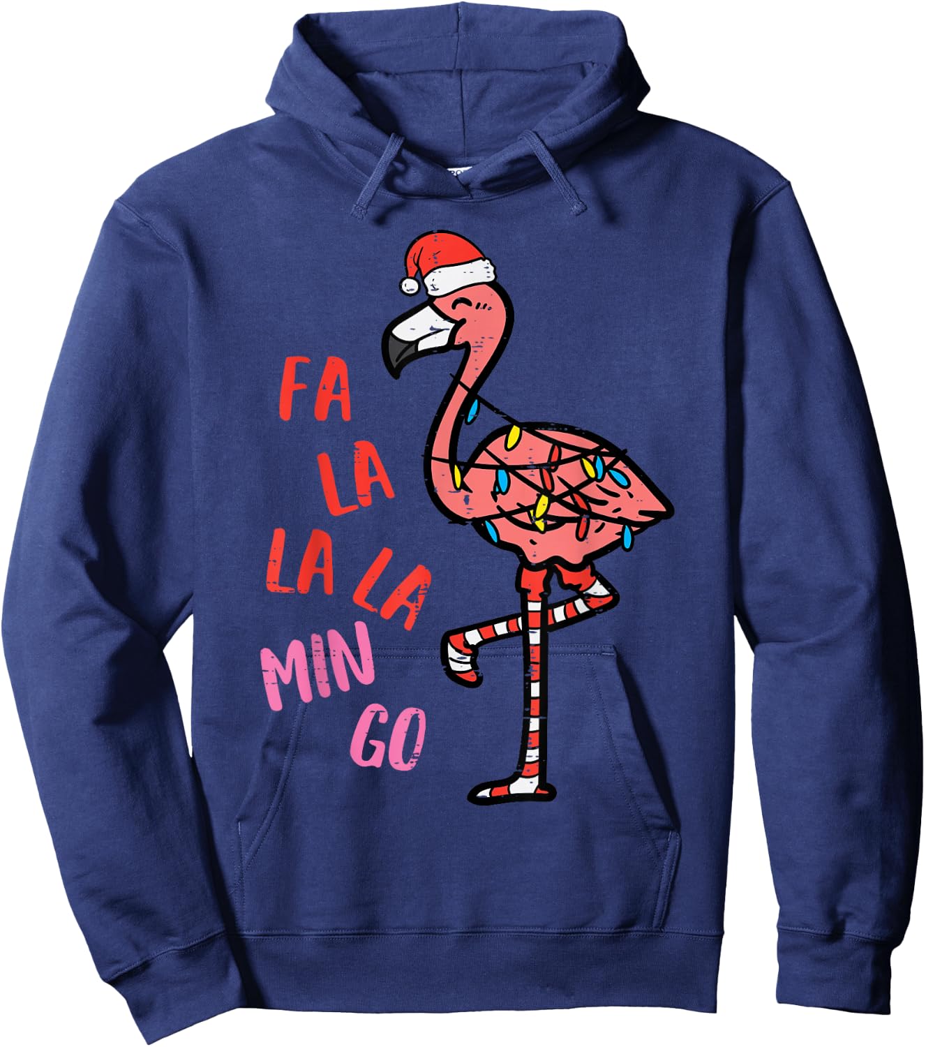 Christmas Fa La La Mingo Flamingo Xmas Women Girls Kids Men Hoodie - Hoodie | Navy