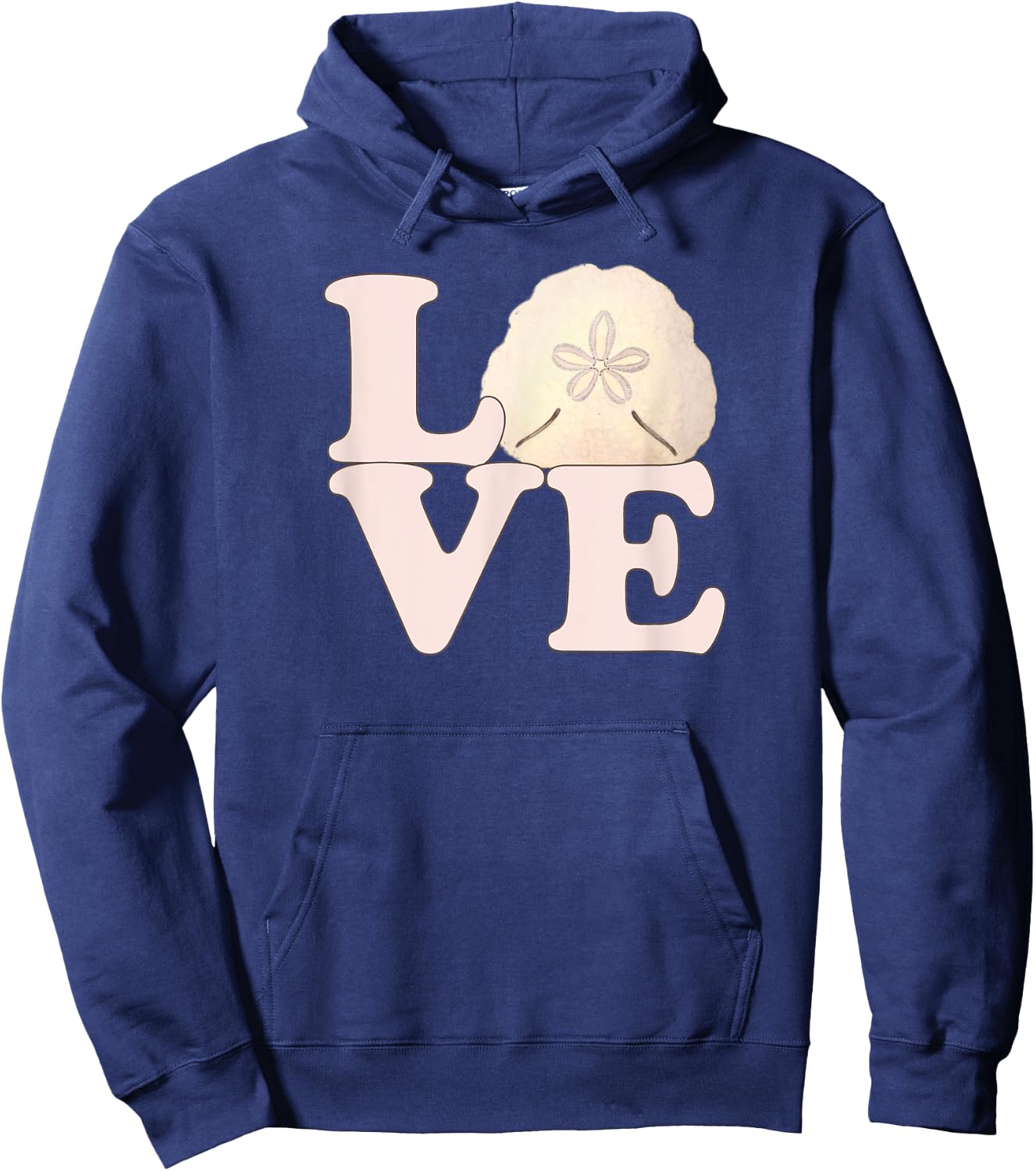 Sand Dollar Shell Vintage Illustration Stacked LOVE Hoodie - Hoodie | Navy