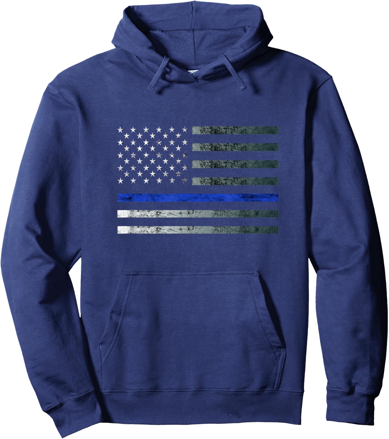 Thin Blue Line Police Officer Law Heroic Flag American Flag Hoodie - Hoodie | Navy